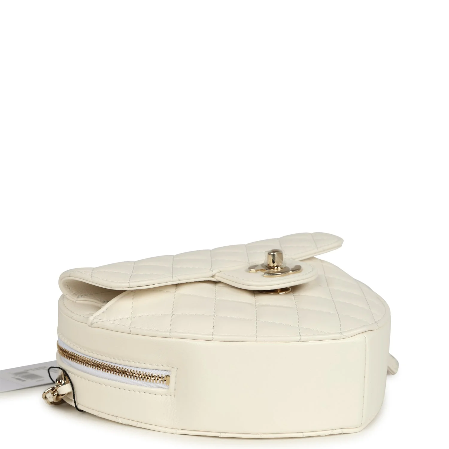 Chanel CC In Love Large Heart Bag with Chain White Lambskin Light Gold Hardware