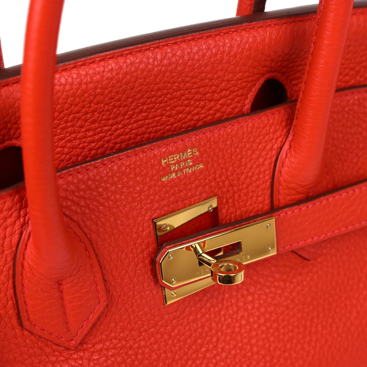 Pre-owned Hermes Birkin 30 Geranium Togo Gold Hardware