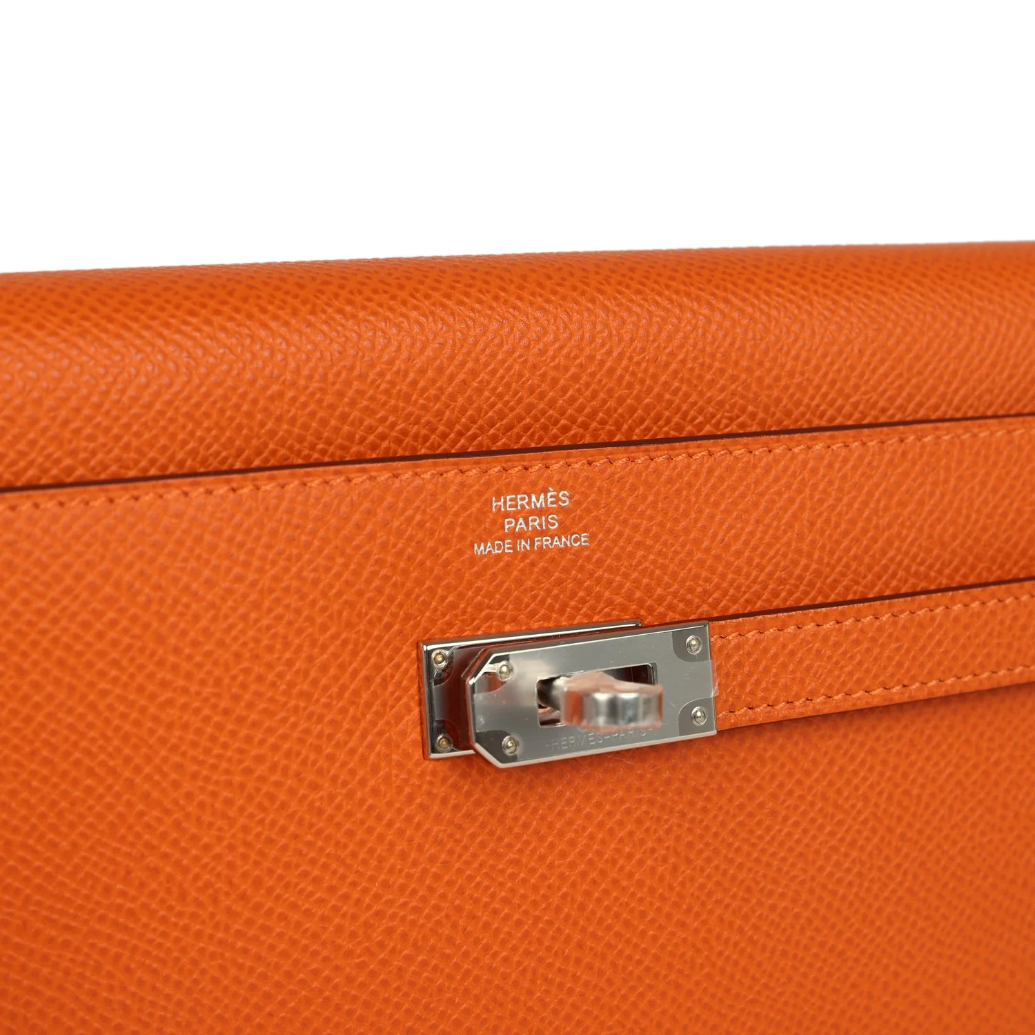 Hermes Kelly Wallet To Go Orange Epsom Palladium Hardware