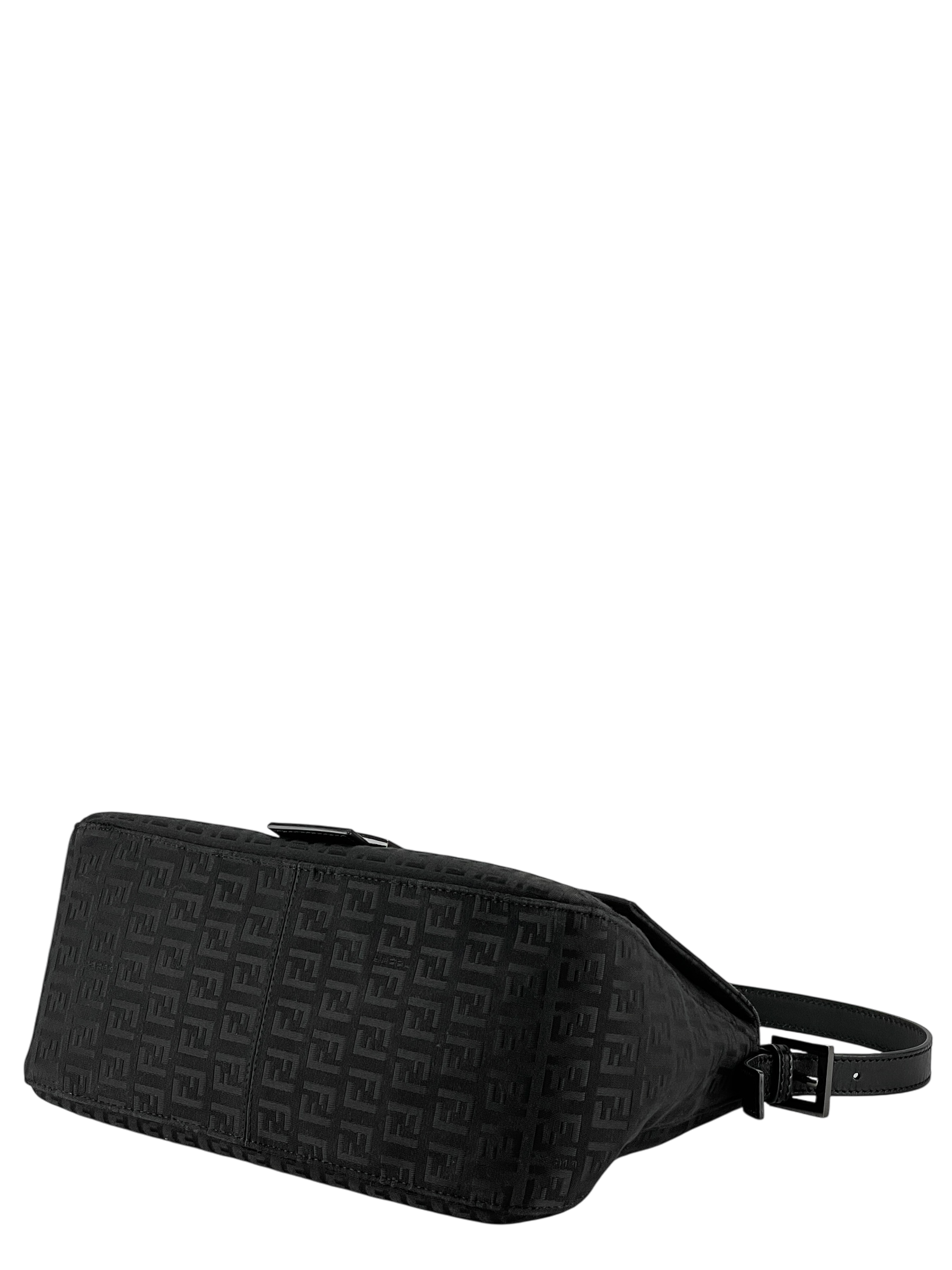 FENDI - Black Canvas Zucca Mamma Bucket Shoulder Bag Black hardware