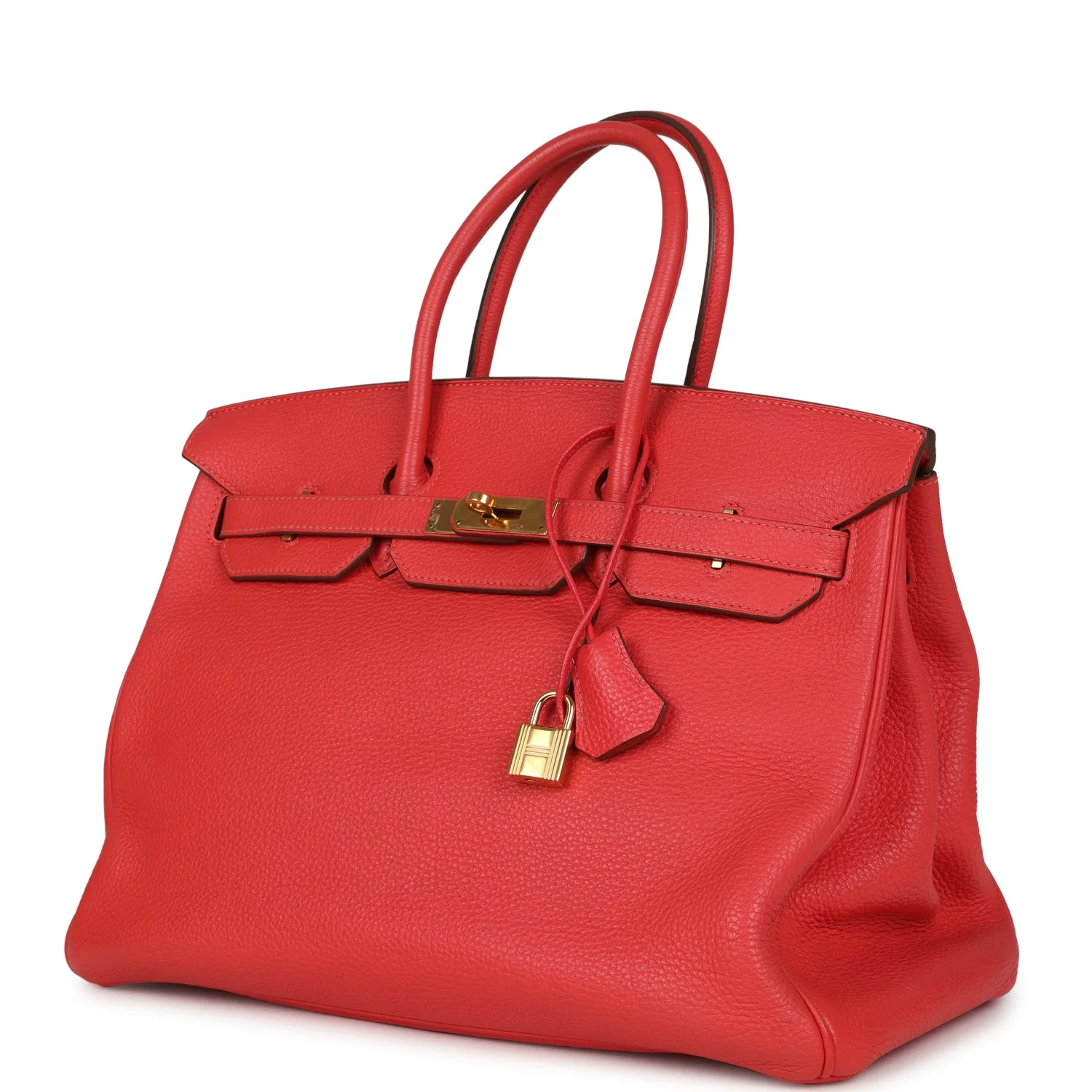 Pre-owned Hermes Birkin 35 Geranium Togo Gold Hardware