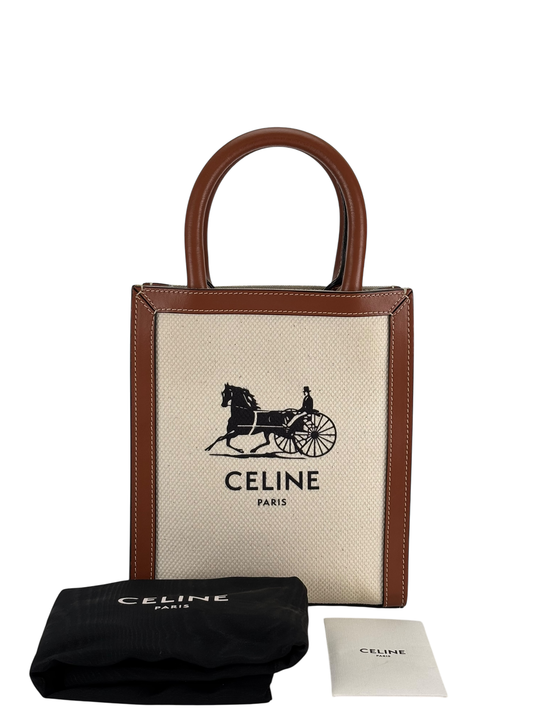 CELINE - Mini Natural Brown Sulky Print Canvas Shoulder Bag