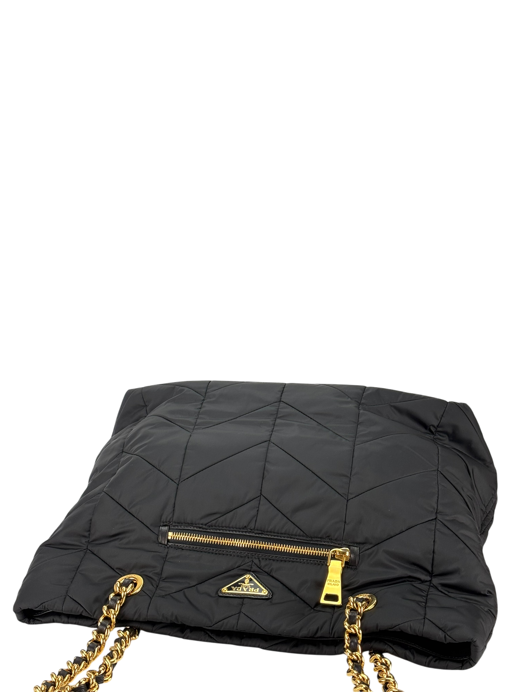 PRADA - Black Nylon Tote Impuntu Tessuto Shoulder Bag