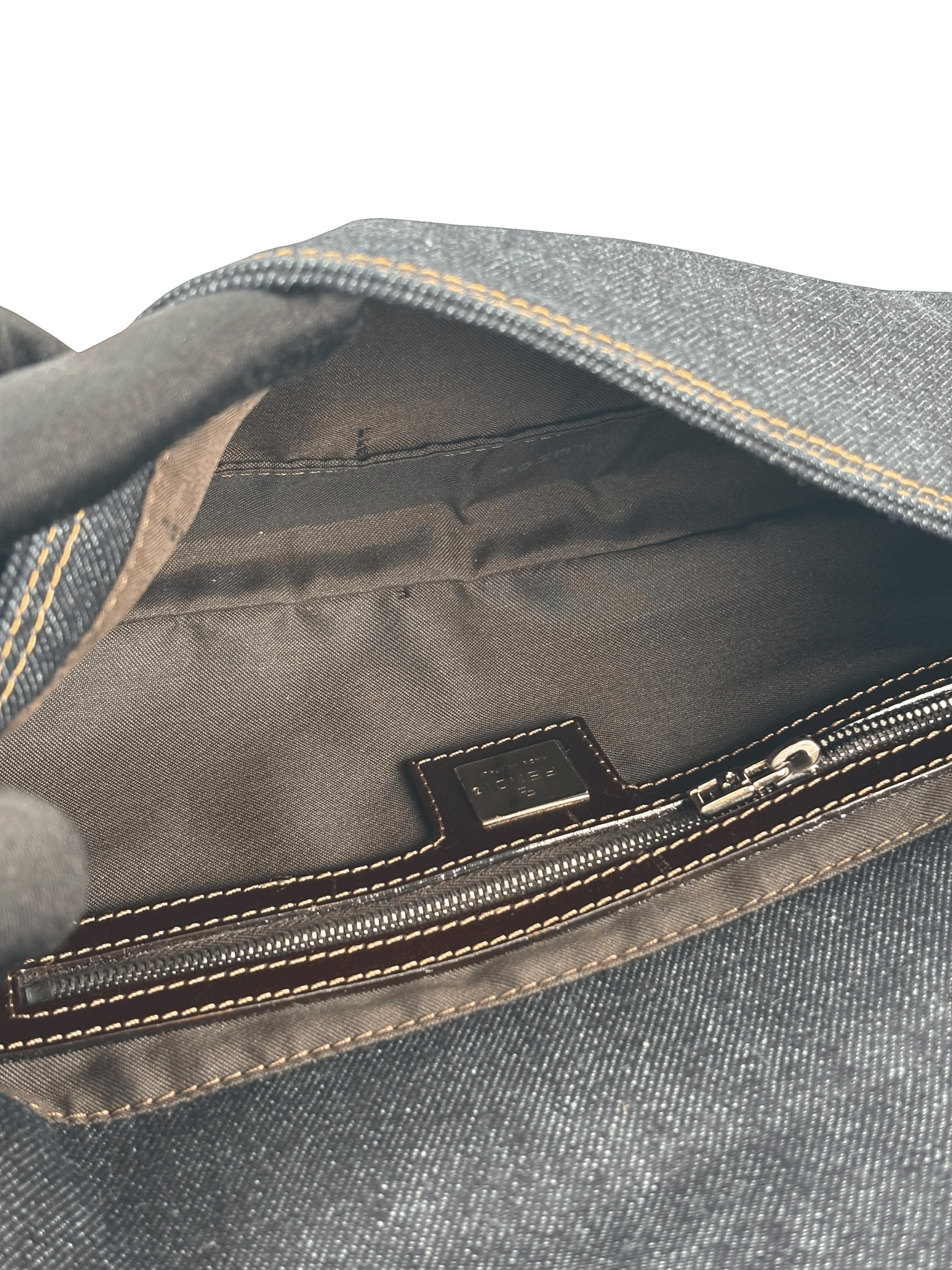 FENDI - Small Baguette Bag Denim Navy Sliver Hardware