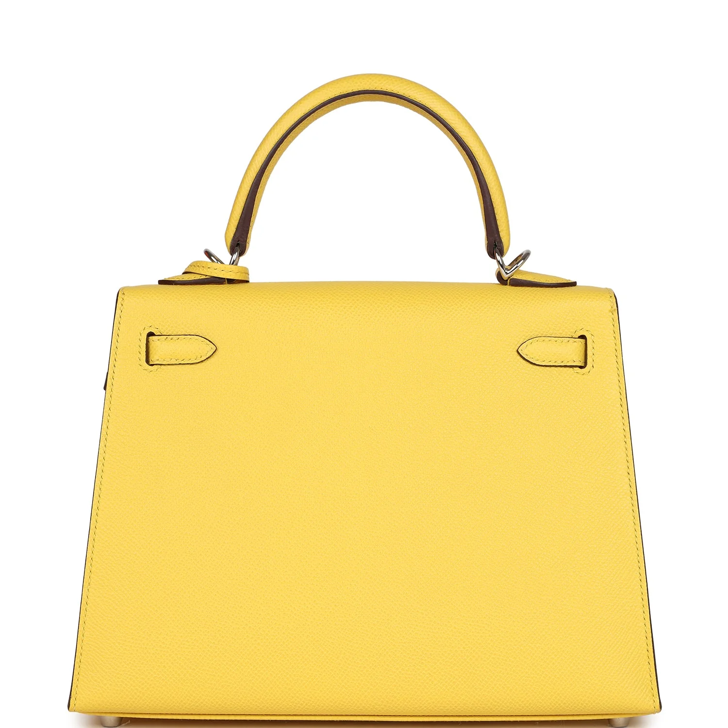Pre-owned Hermes Kelly Sellier 25 Jaune De Naples Epsom Palladium Hardware
