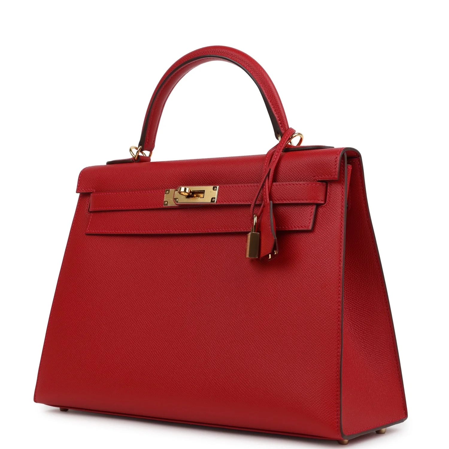 Pre-owned Hermes Kelly Sellier 32 Rouge Casaque Epsom Gold Hardware