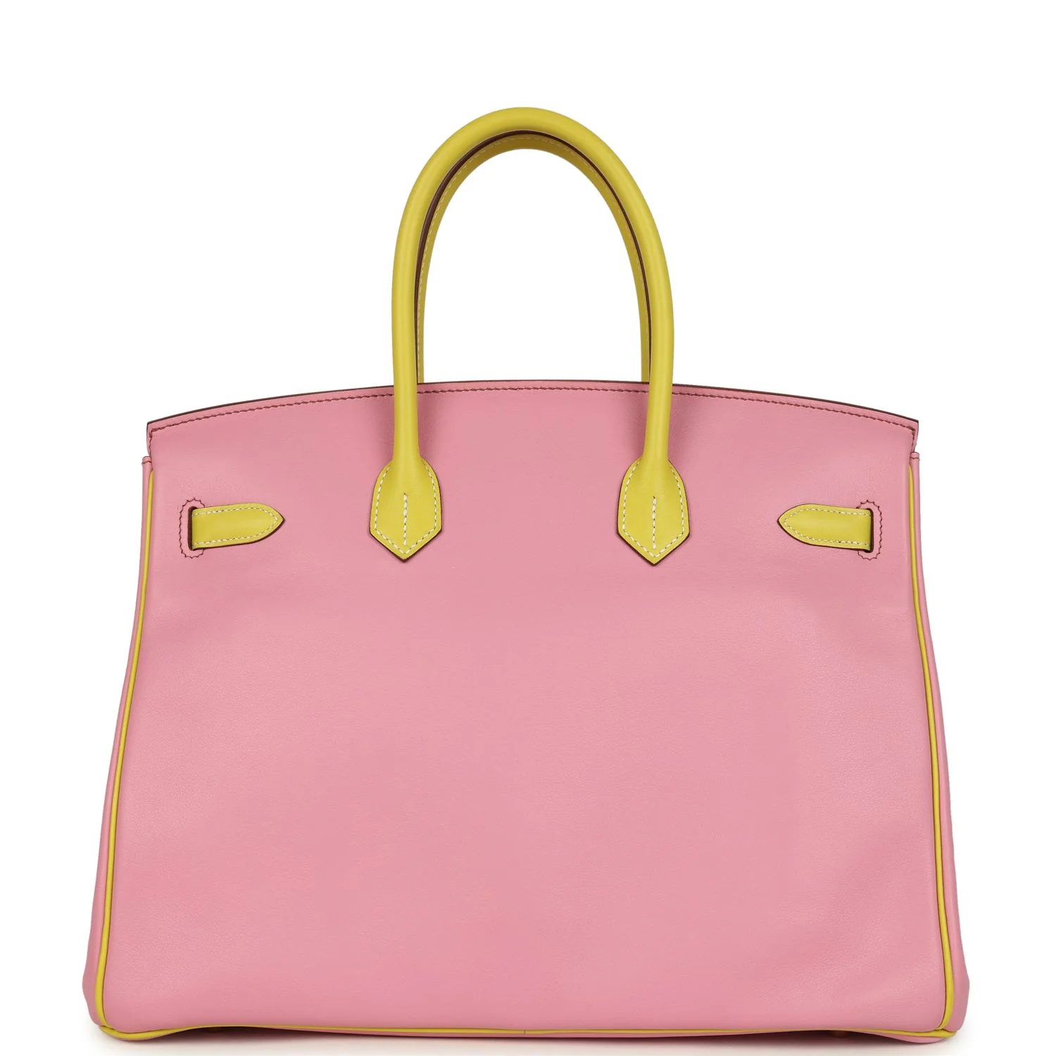 Pre-owned Hermes Special Order (HSS) Birkin 35 5P Bubblegum and Lime Swift Gold Hardware