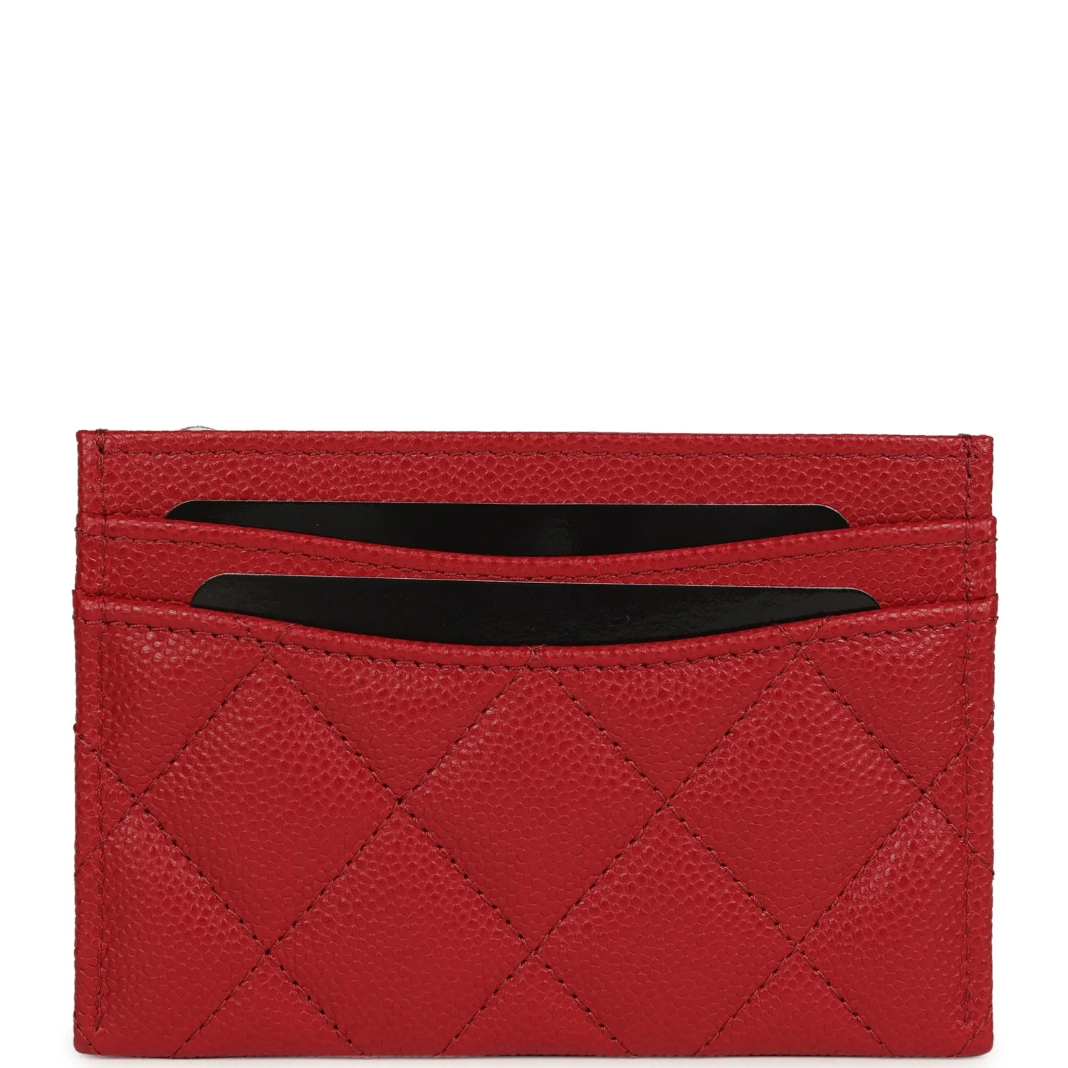 Chanel Classic Card Holder Wallet Red Shiny Caviar Light Gold Hardware