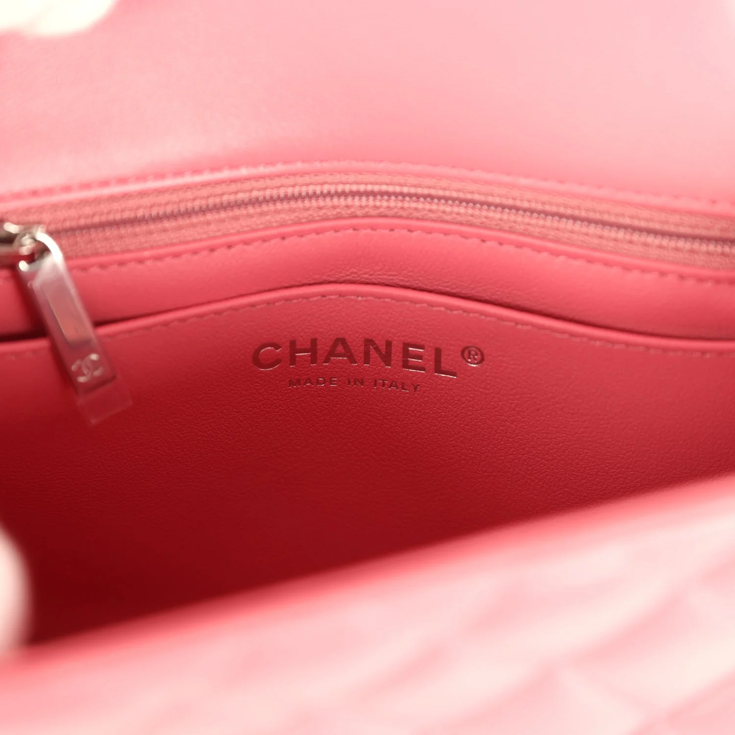 Chanel Mini Classic Square Flap Bag Pink Lambskin Silver Hardware
