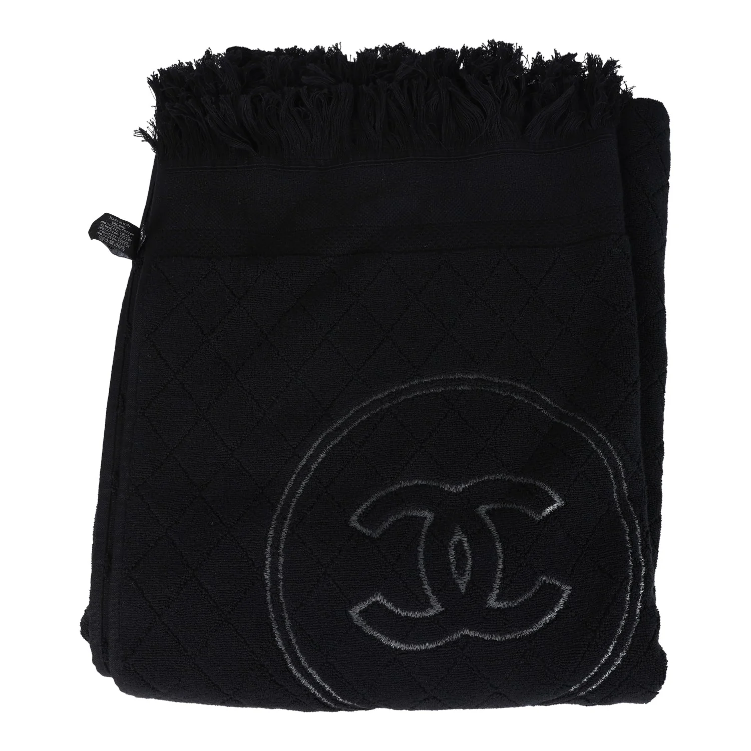 Chanel Coco Beach Tote Bag & Towel Set Black Terry Cloth
