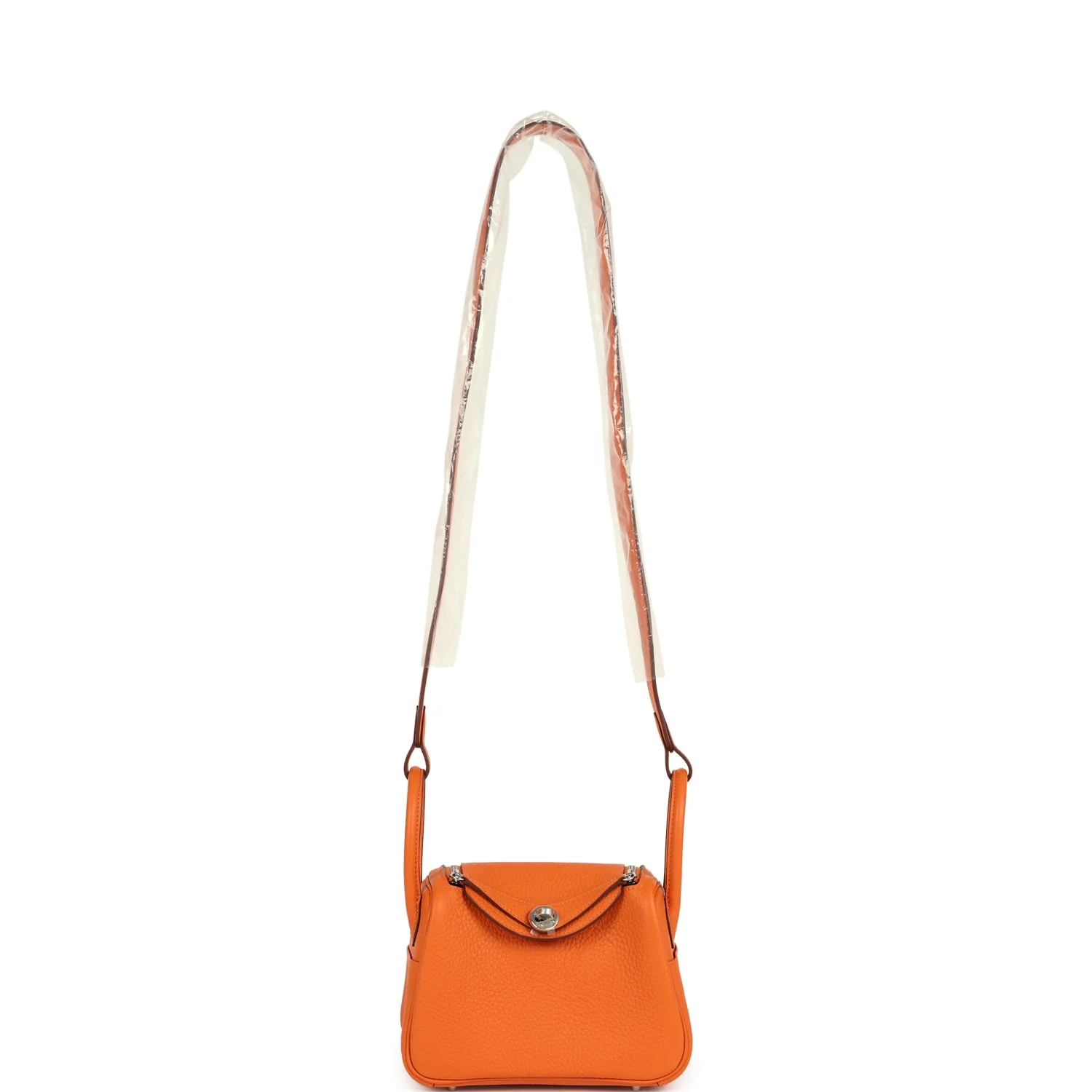 Hermes Mini Lindy II Orange Clemence Palladium Hardware