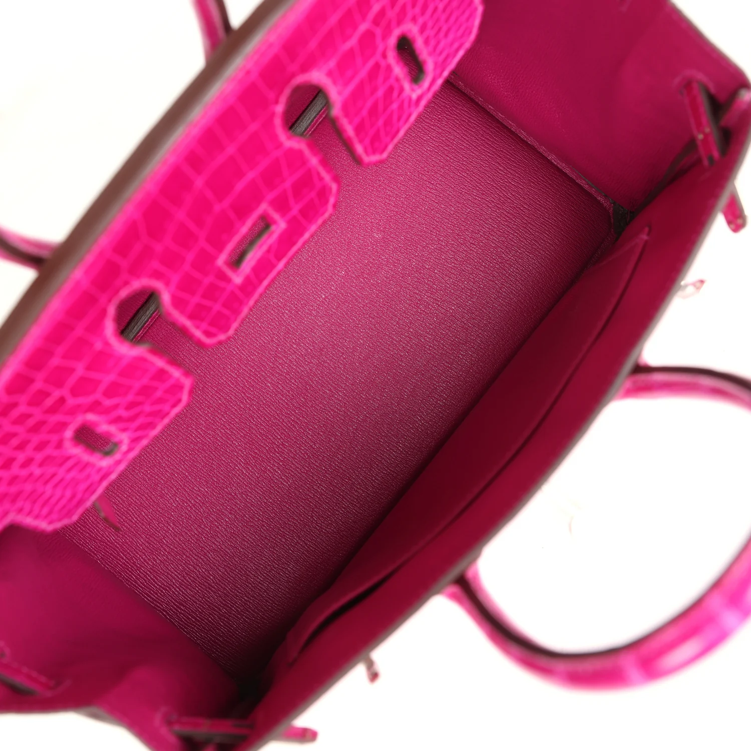 Hermes Birkin 25 Rose Scheherazade Shiny Porosus Crocodile Palladium Hardware