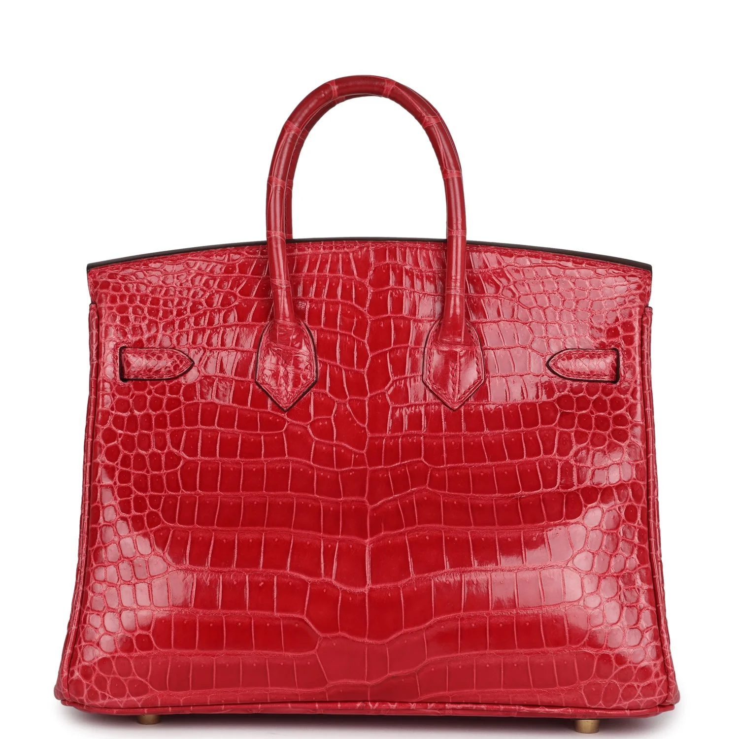 Hermes Birkin 25 Braise Shiny Porosus Crocodile Gold Hardware