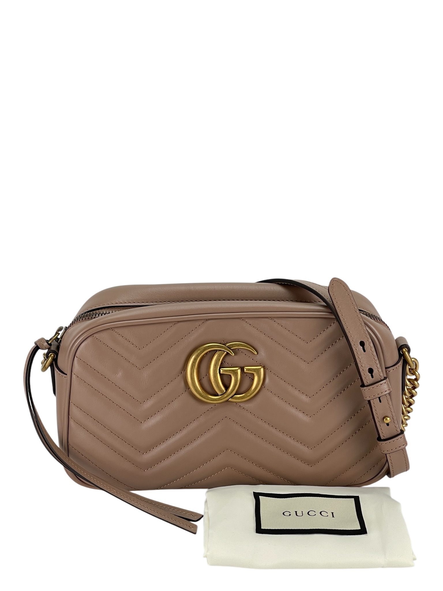 GUCCI - Beige GG Marmont Small Matelasse Camera Bag