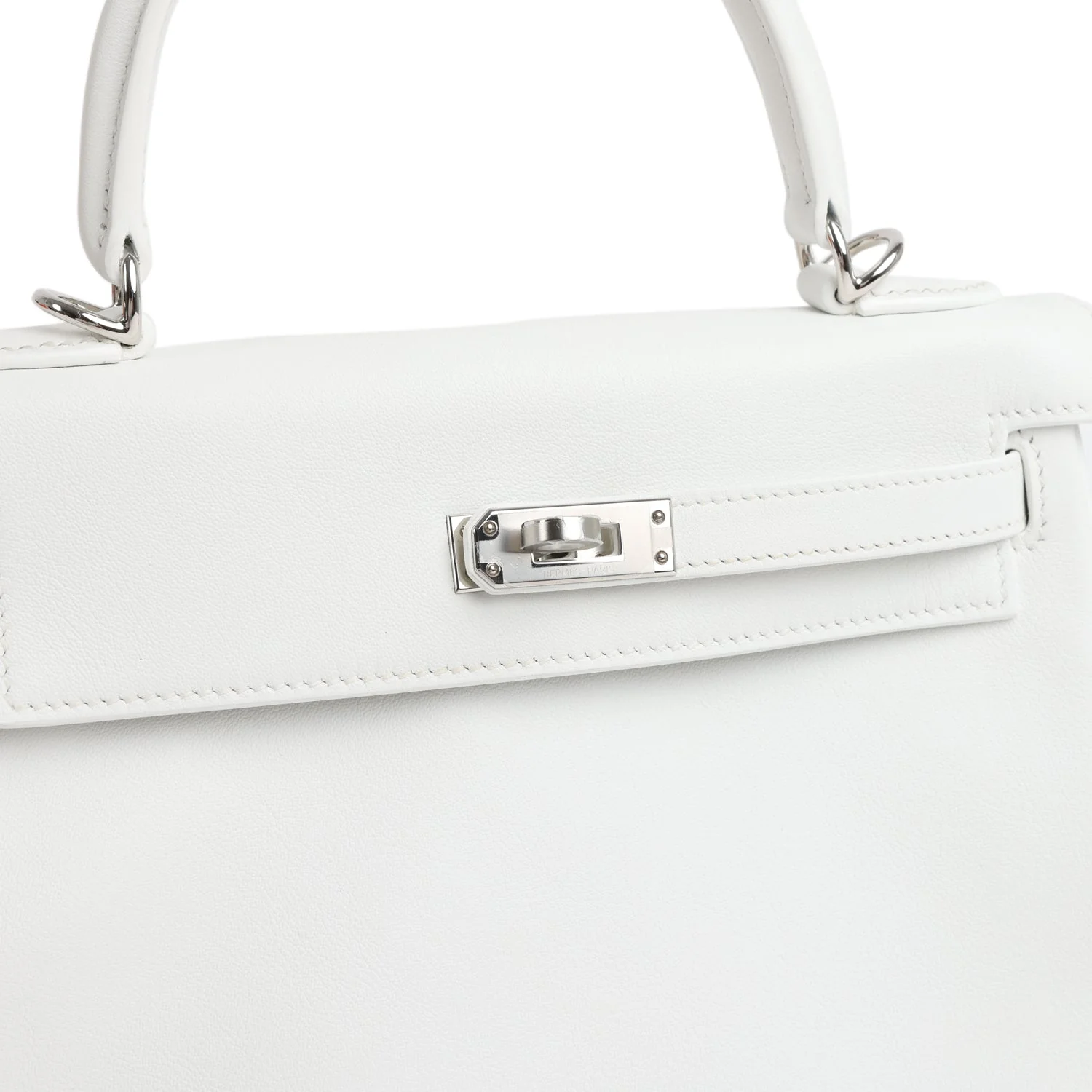 Hermes Kelly Retourne 25 New White Swift Palladium Hardware