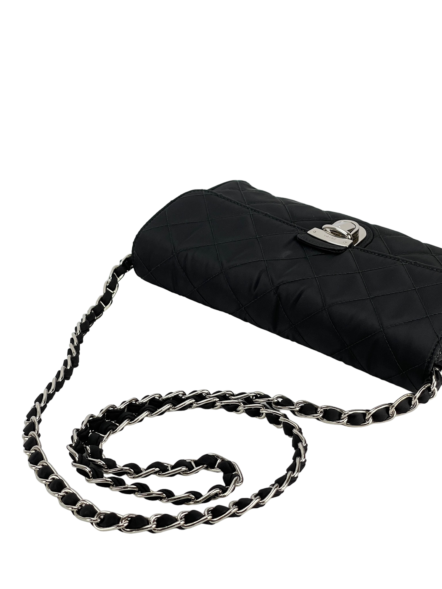 PRADA - Nylon Pushlock Flap Crossbody Bag