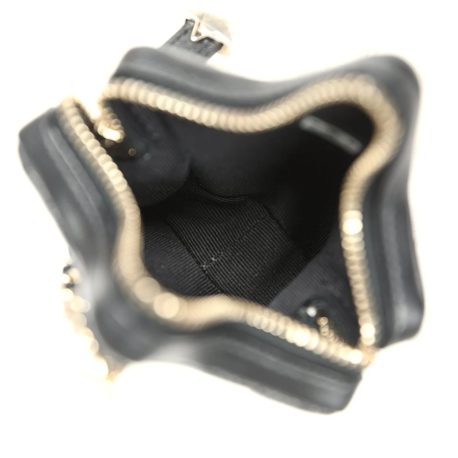 Chanel Mini Star Bag Charm Black Shiny Lambskin Light Gold Hardware