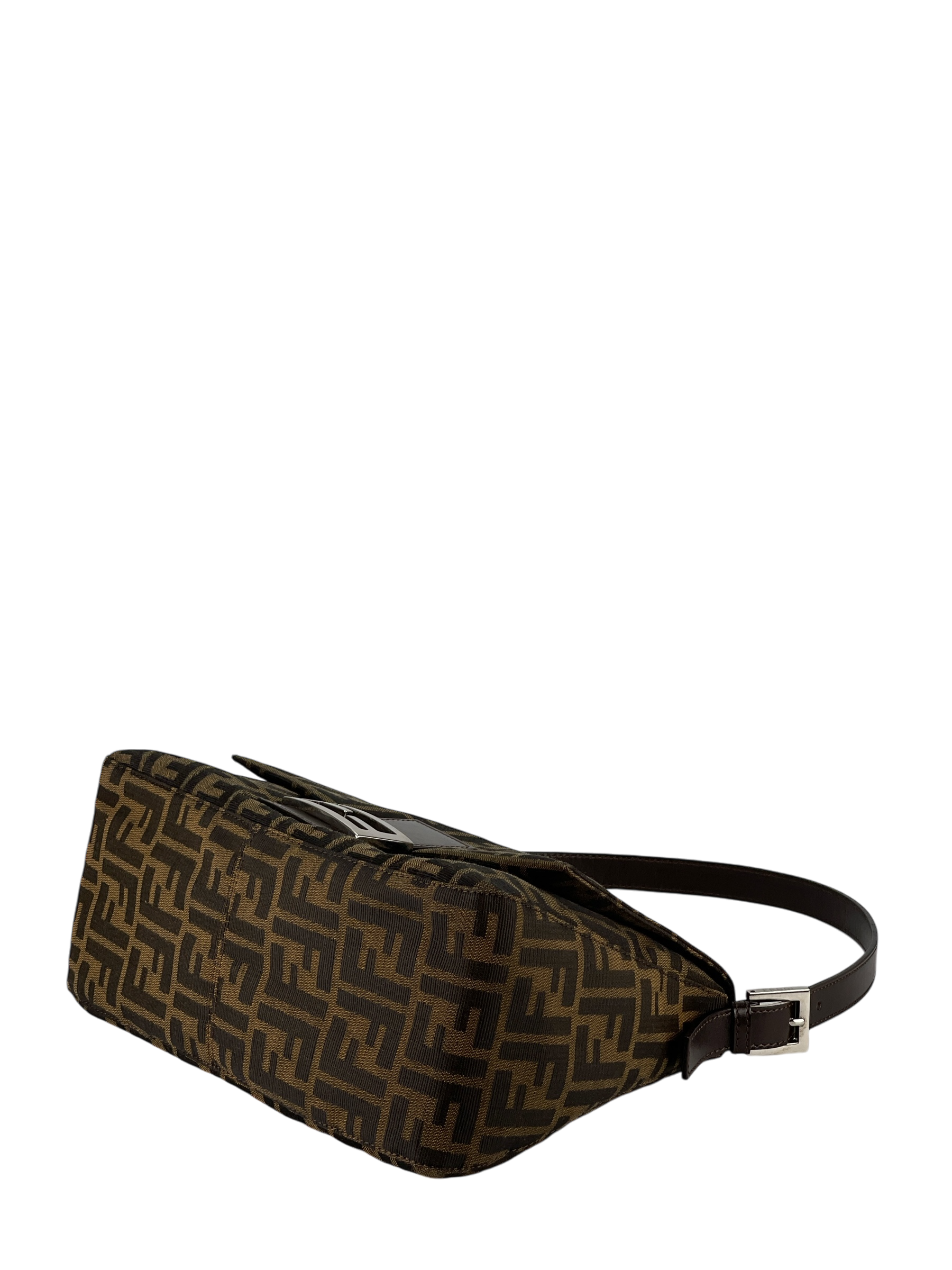 FENDI - Brown Zucca Mamma Baguette Handbag Silver Hardware