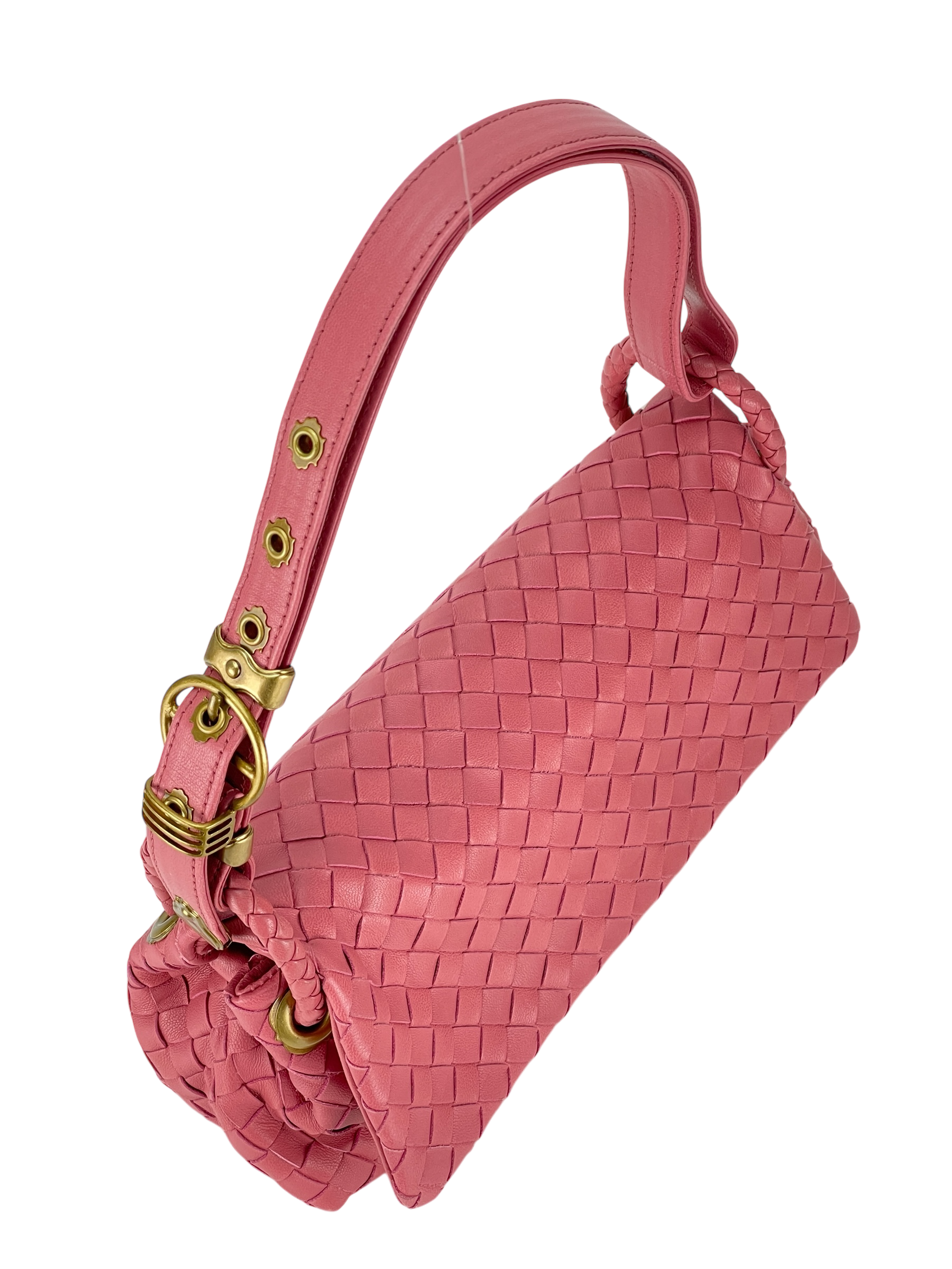 BOTTEGA VENETA - Pink Lambskin Intrecciato One Shoulder bag