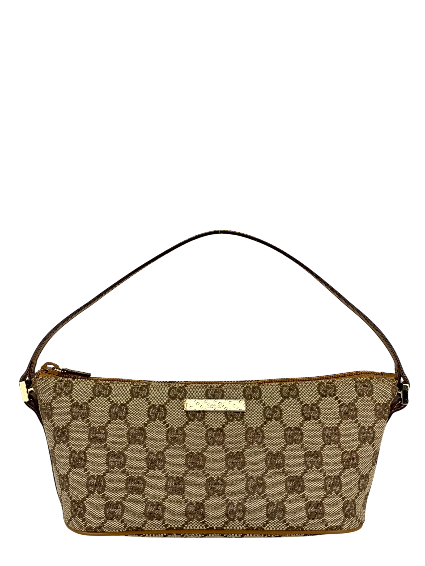 GUCCI - Beige Ophidia Canvas Accessory Pouch Handbag