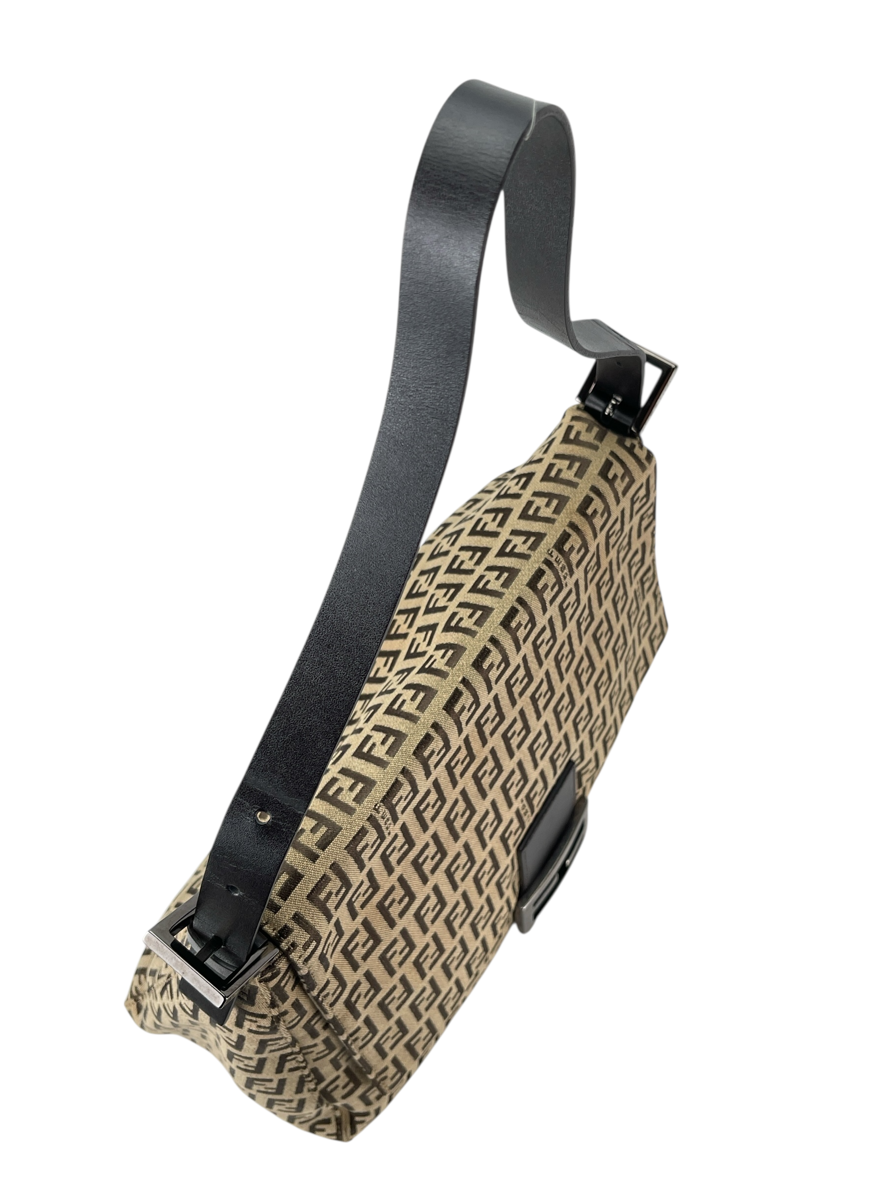 FENDI - Beige Zucca Mamma Baguette Handbag Sliver Hardware