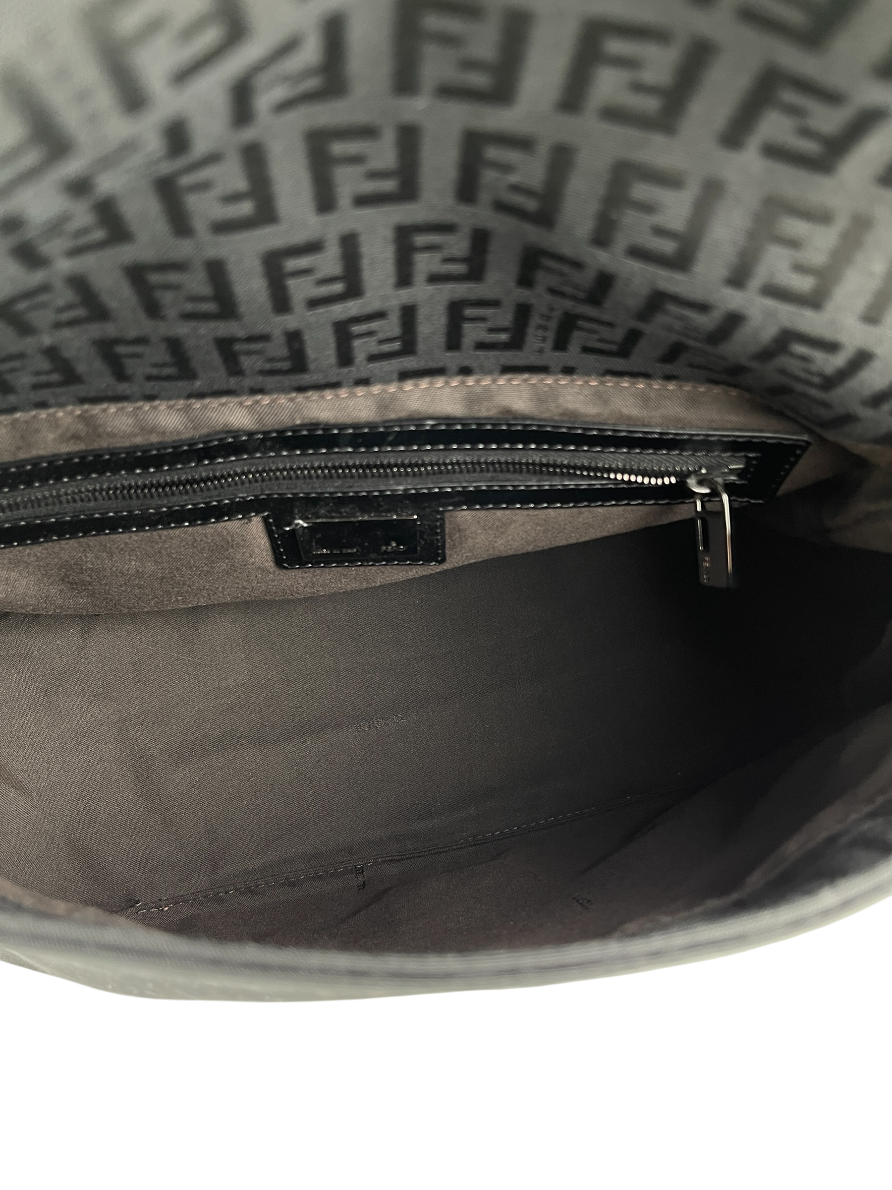 FENDI - Black Canvas Zucca Mamma Bucket Shoulder Bag Black hardware