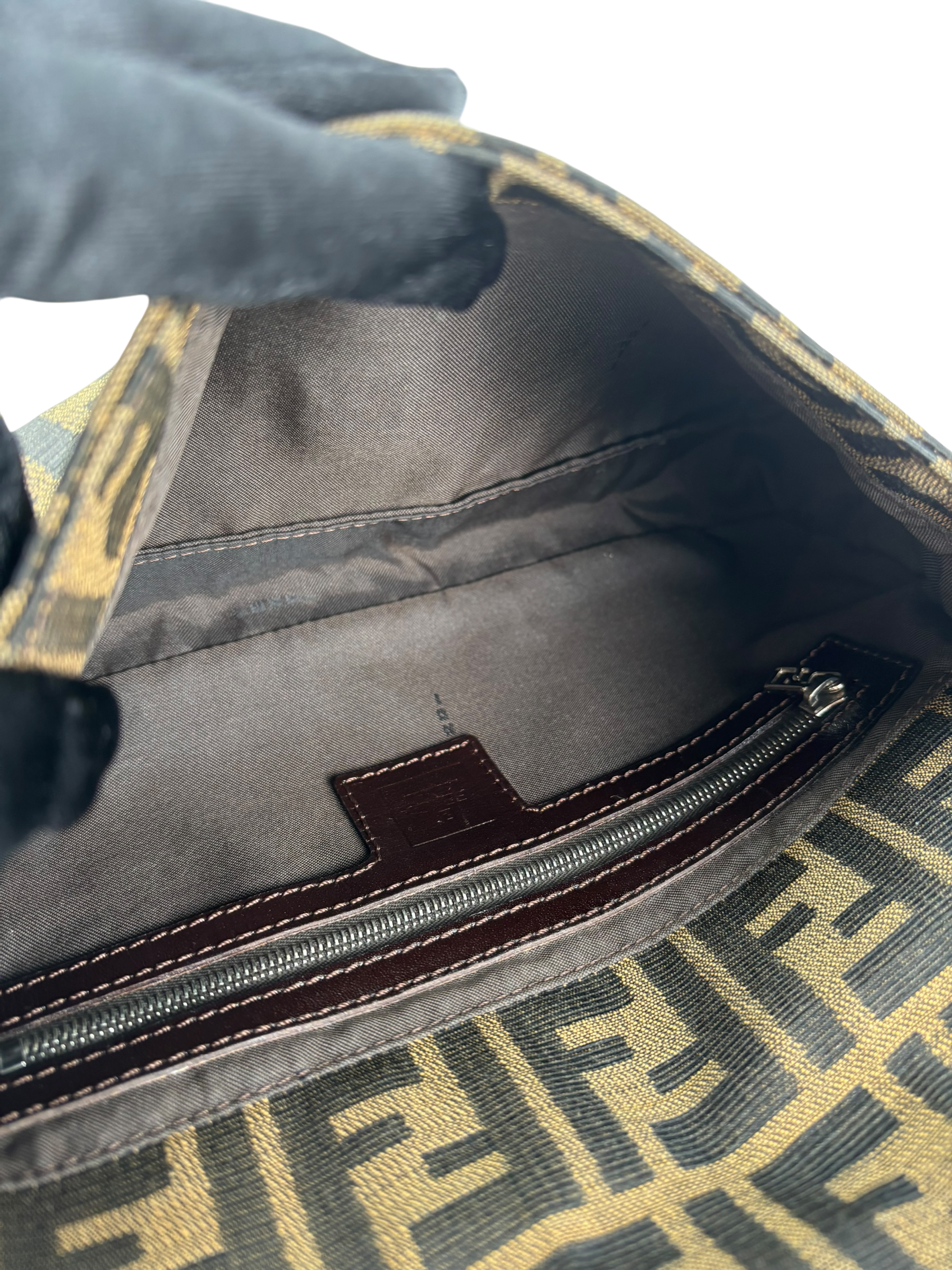 FENDI - Brown Canvas Zucca Baguette Hand Bag