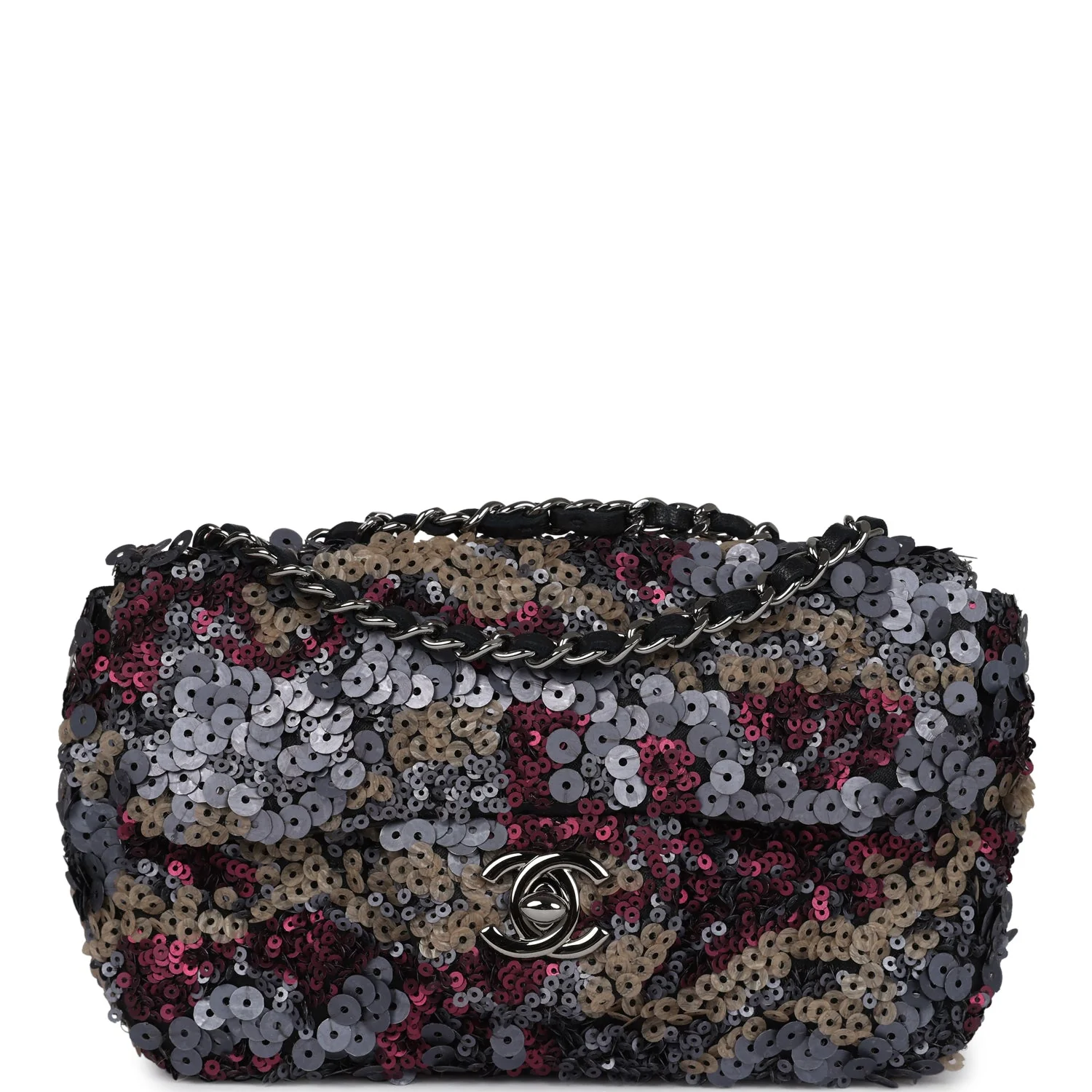 Pre-owned Chanel Limited Edition Extra Mini Flap Bag Multicolor Sequin Ruthenium Hardware