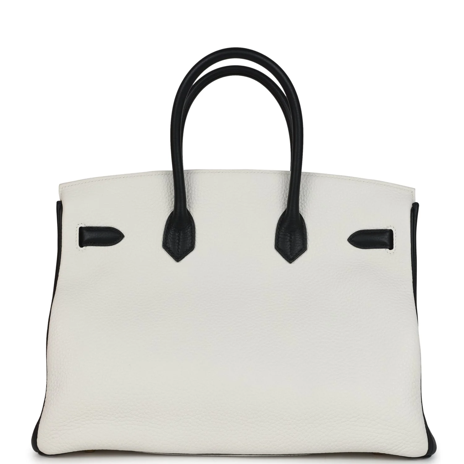 Hermes Special Order (HSS) Birkin 35 White and Black Clemence Brushed Gold Hardware