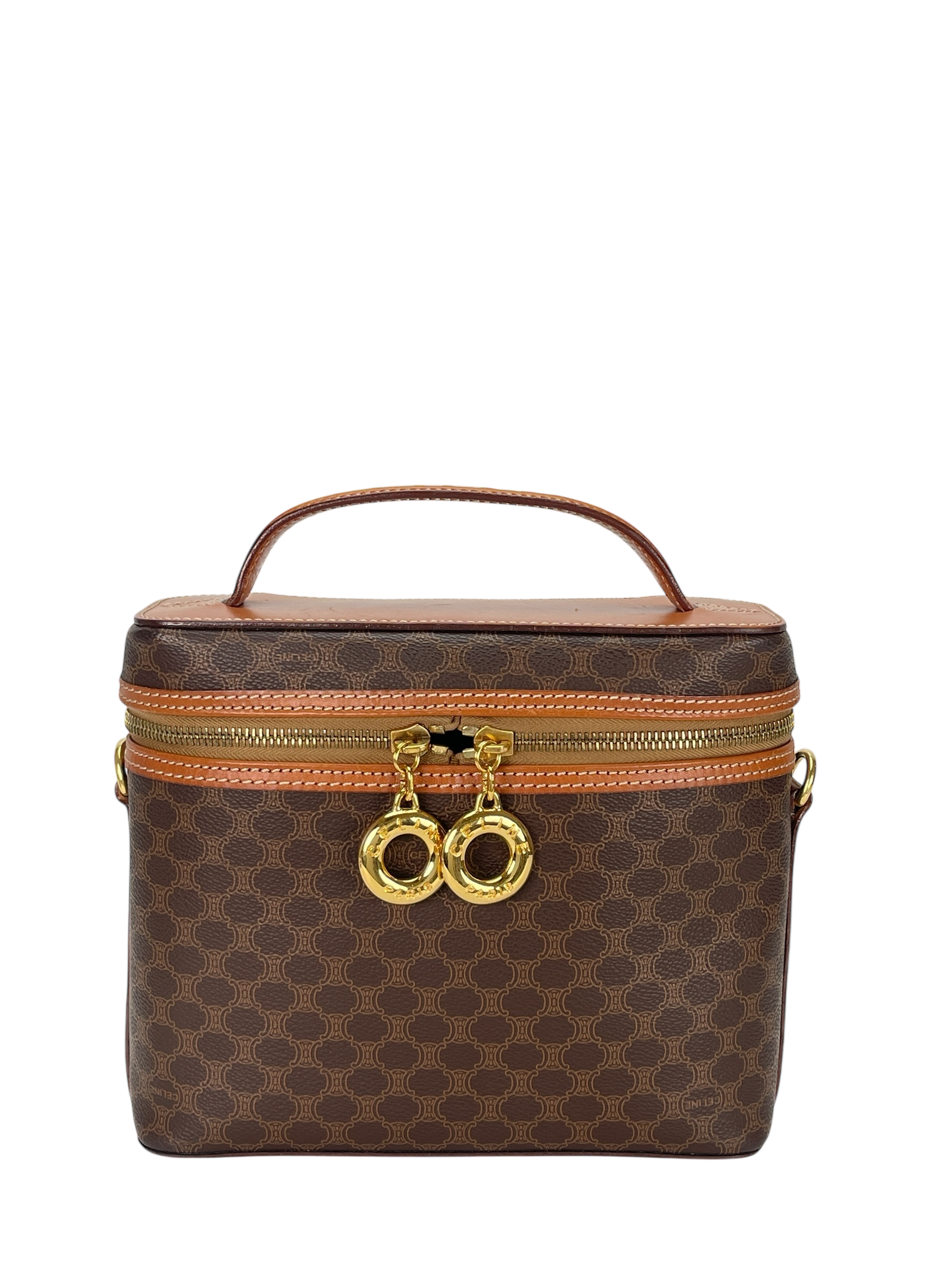 CELINE - Brown PVC Macadam Pattern 2way Handbag