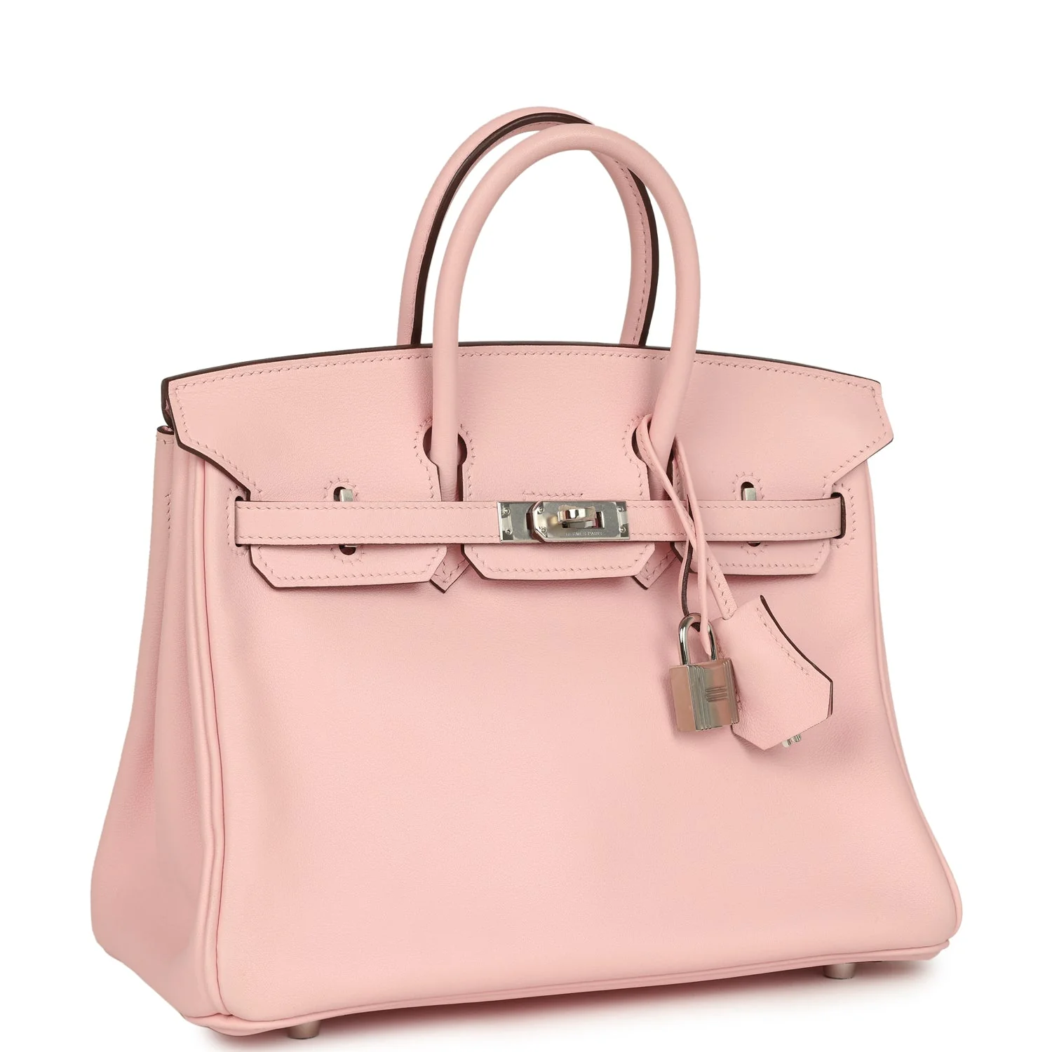 Pre-owned Hermes Birkin 25 Rose Sakura Swift Palladium Hardware