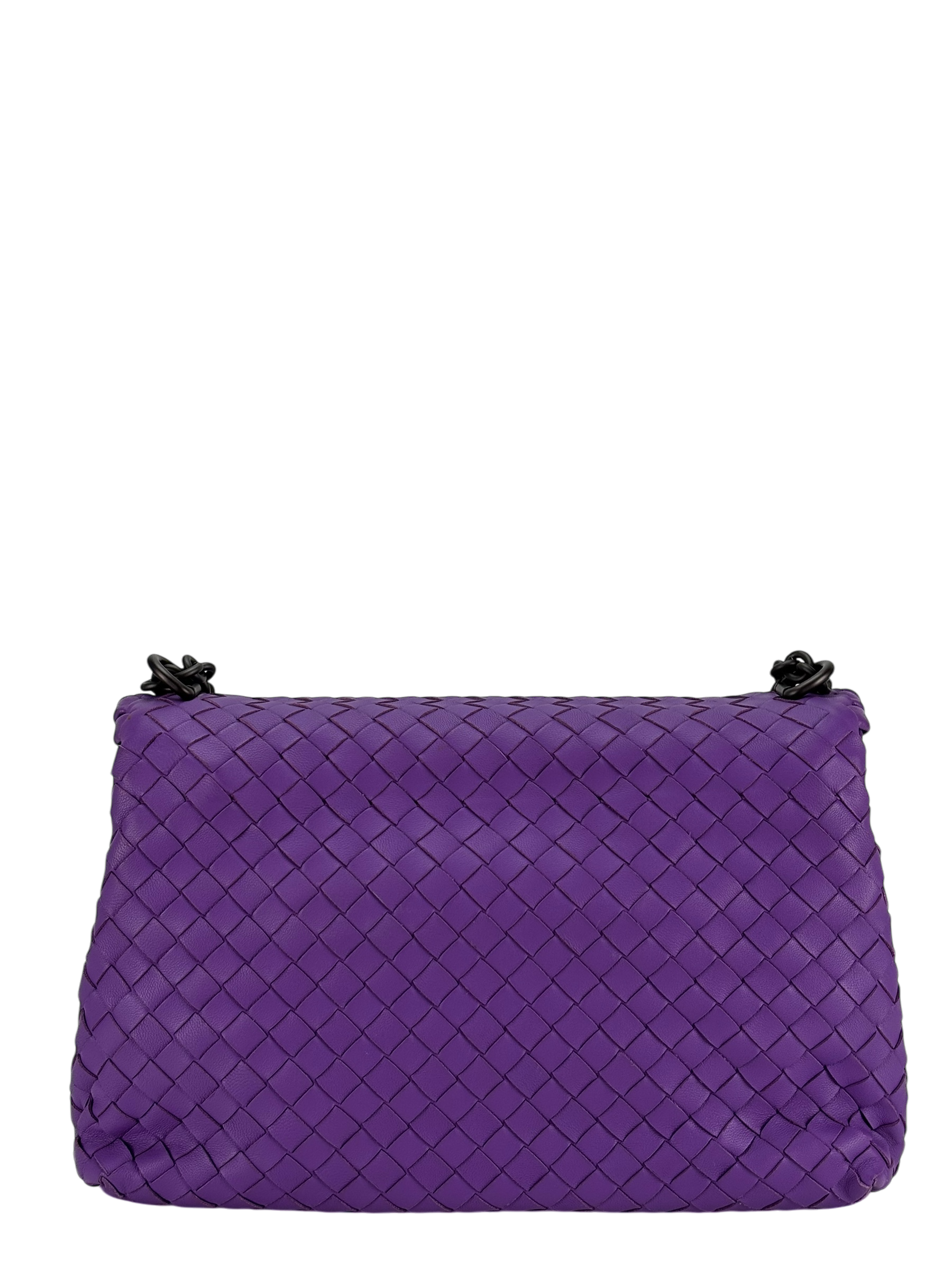 BOTTEGA VENETA - Purple Lambskin Intrecciato Leather Shoulder Bag