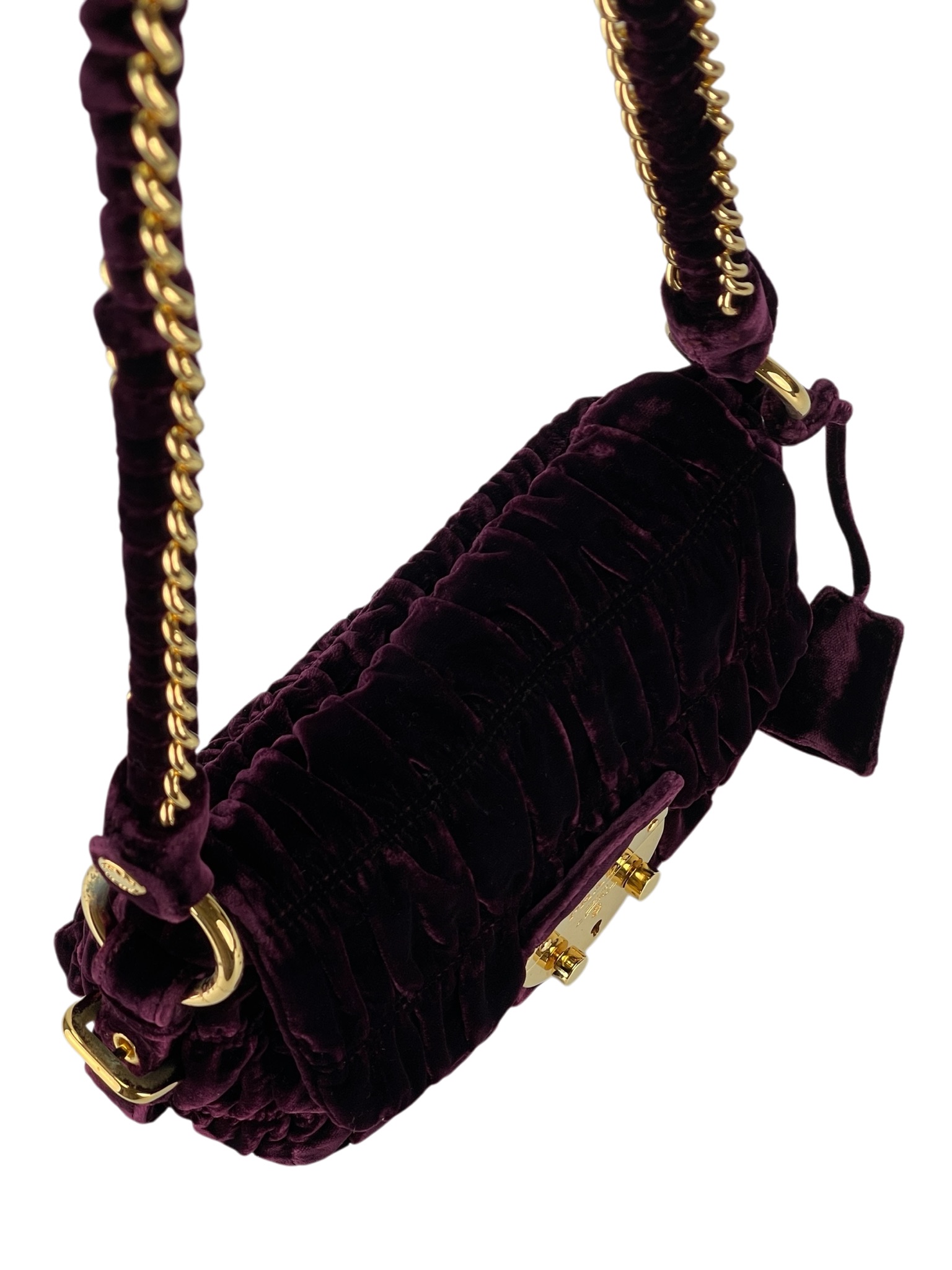 PRADA - Burgundy Velvet Chain Flap Bag