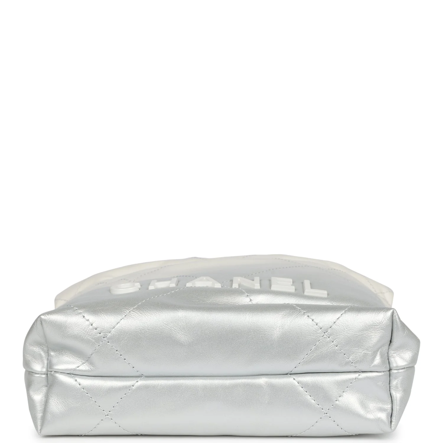 Chanel Mini 22 Bag White and Silver Ombre Metallic Calfskin Silver Hardware