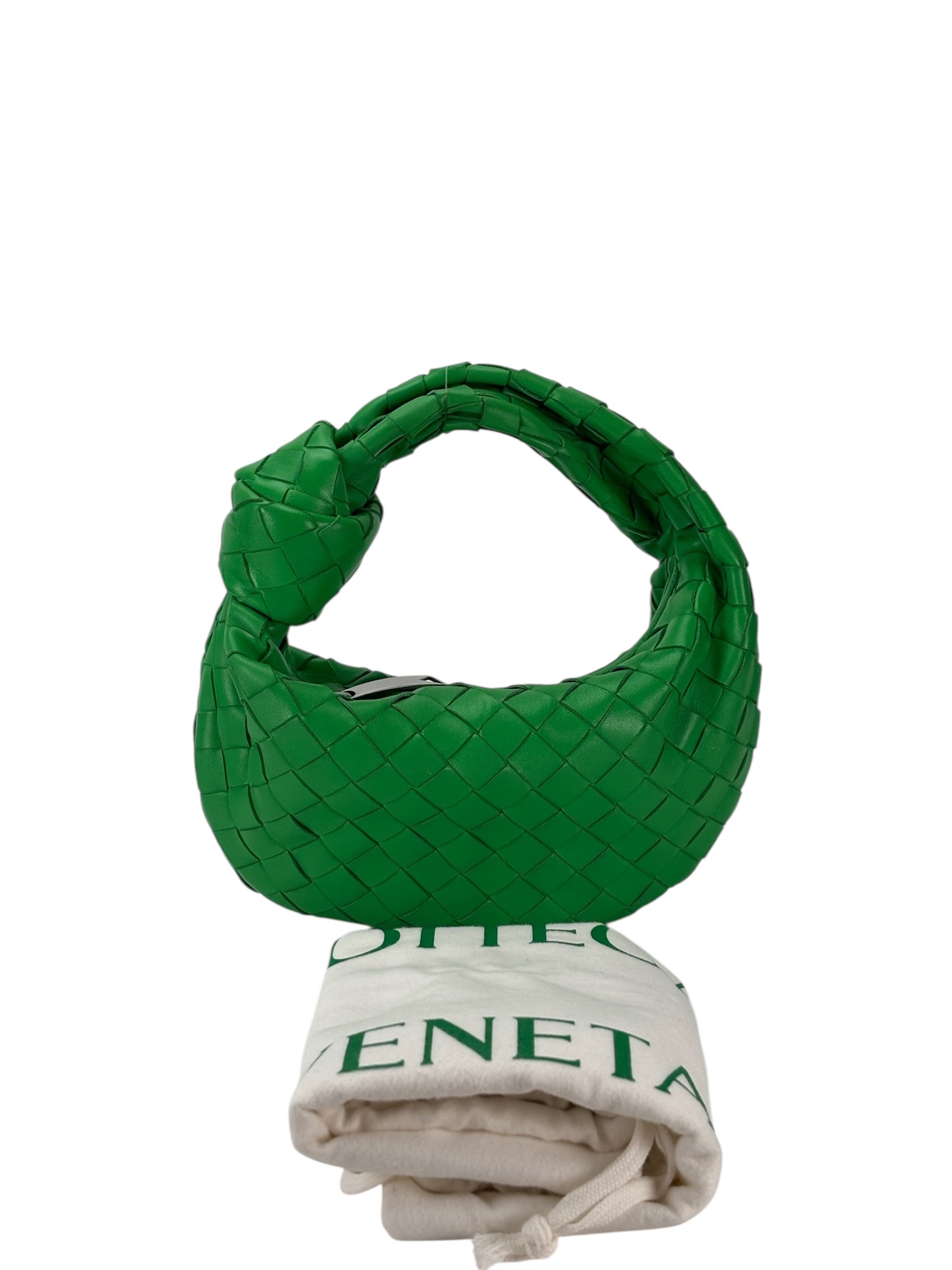BOTTEGA VENETA - Green Leather Nappa Intrecciato Mini Jodie Handbag