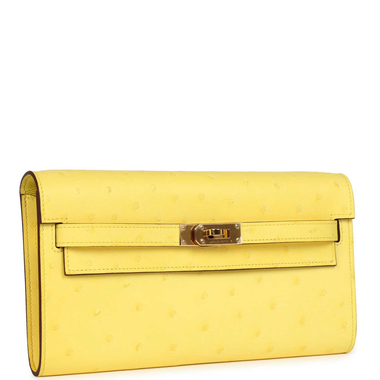 Hermes Kelly To Go Wallet Jaune Citron Ostrich Rose Gold Hardware