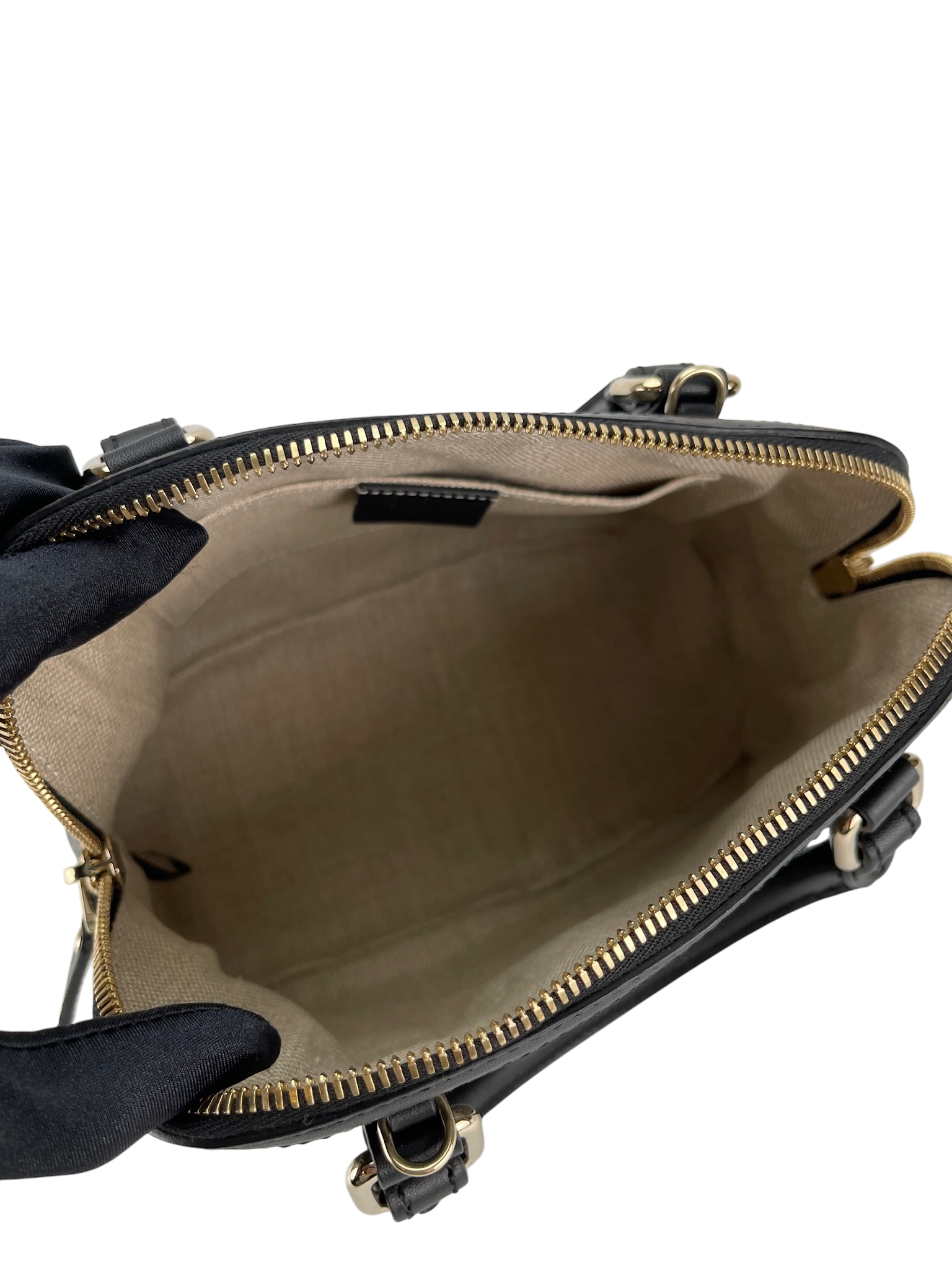 GUCCI - Black Calfskin Micro Guccissima Leather Dome Bag