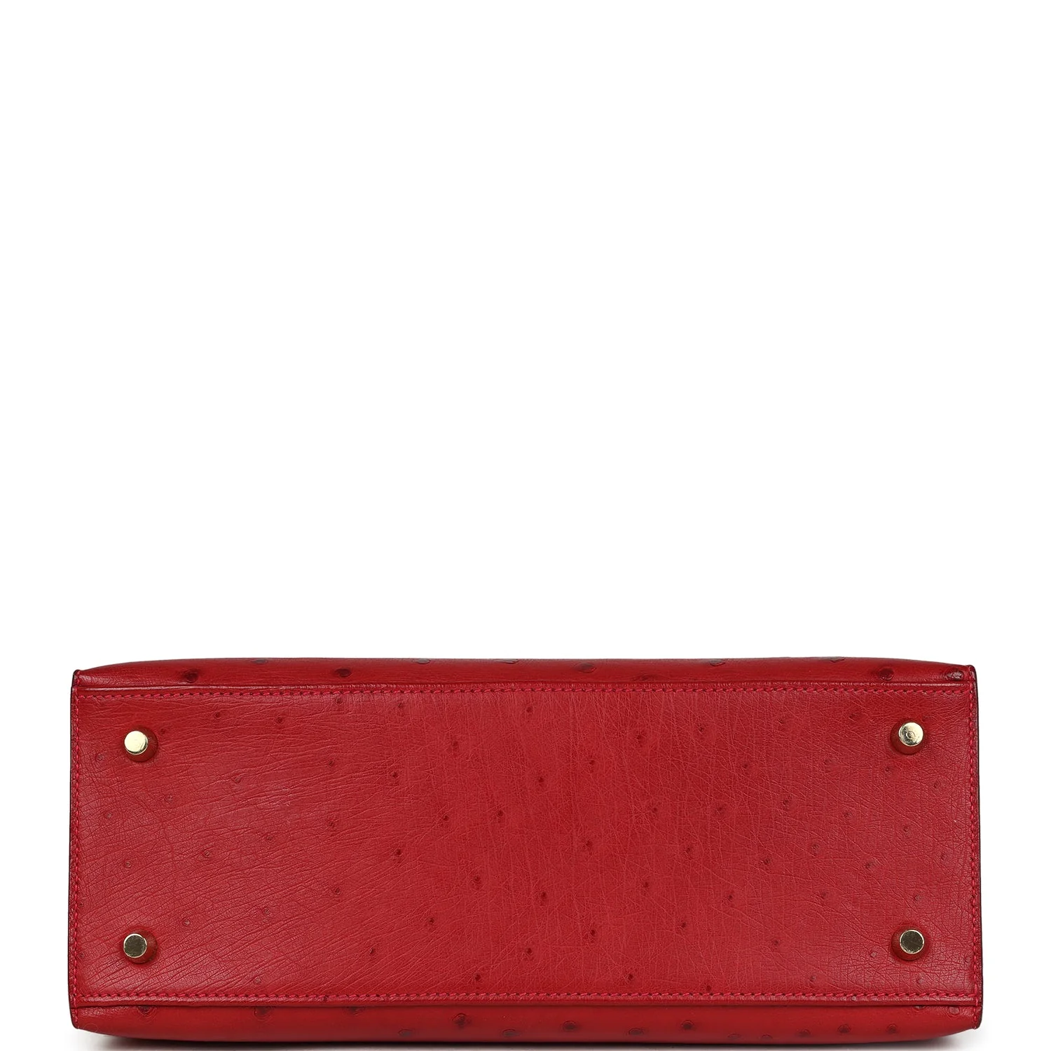 Pre-owned Hermes Kelly Sellier 28 Rouge Vif Ostrich Gold Hardware