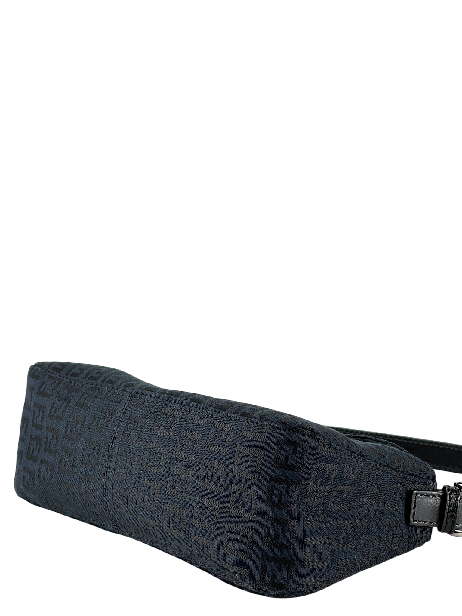 FENDI - Black Canvas Zucca Shoulder Bag Silver Hardware