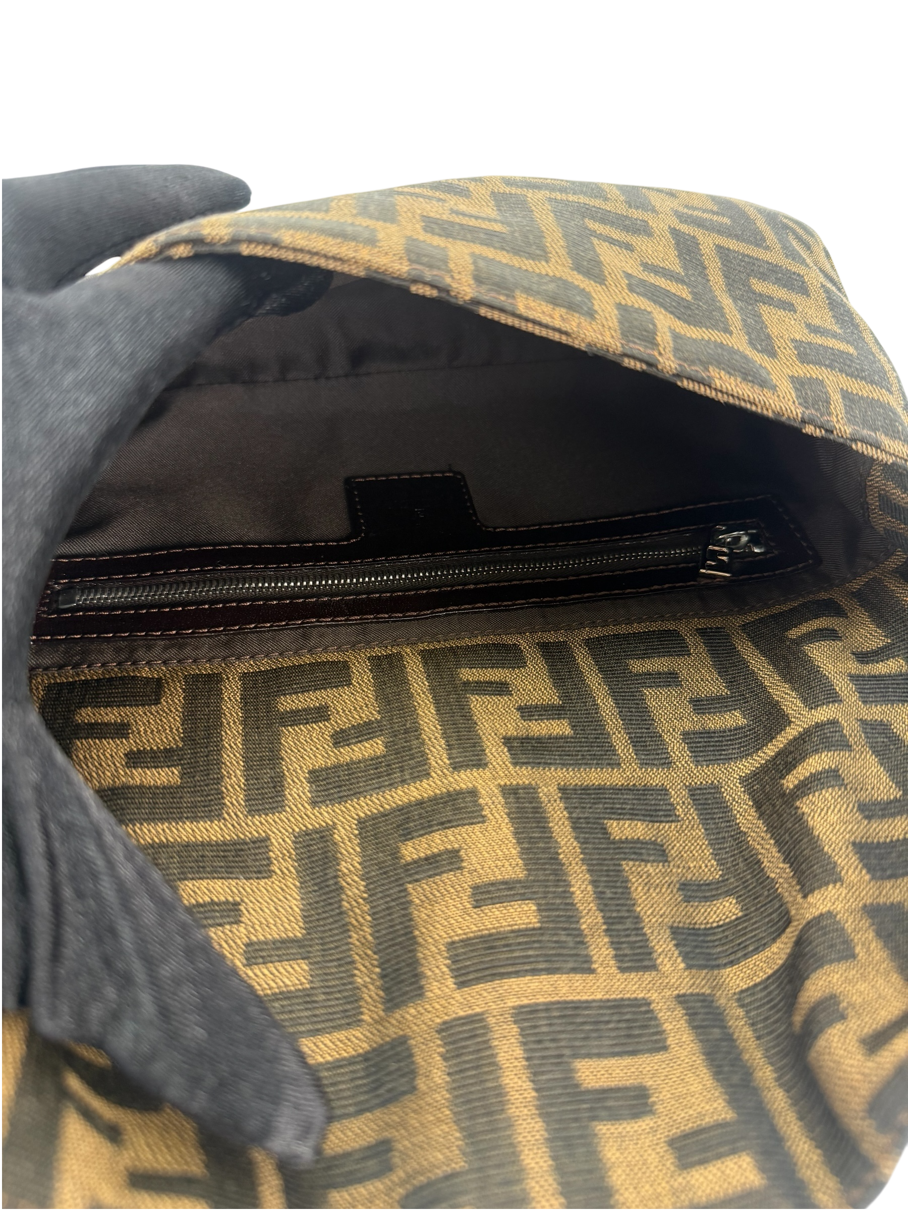 FENDI - Brown Zucca Baguette Handbag Silver Hardware