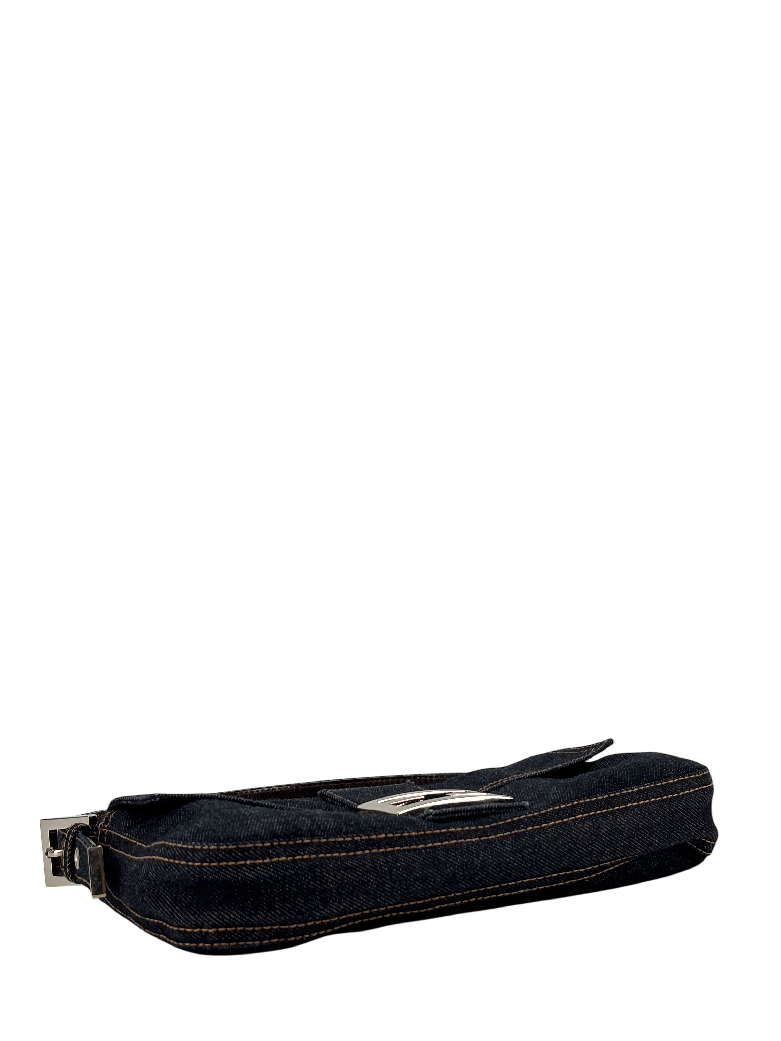 FENDI - Small Baguette Bag Denim Navy Sliver Hardware