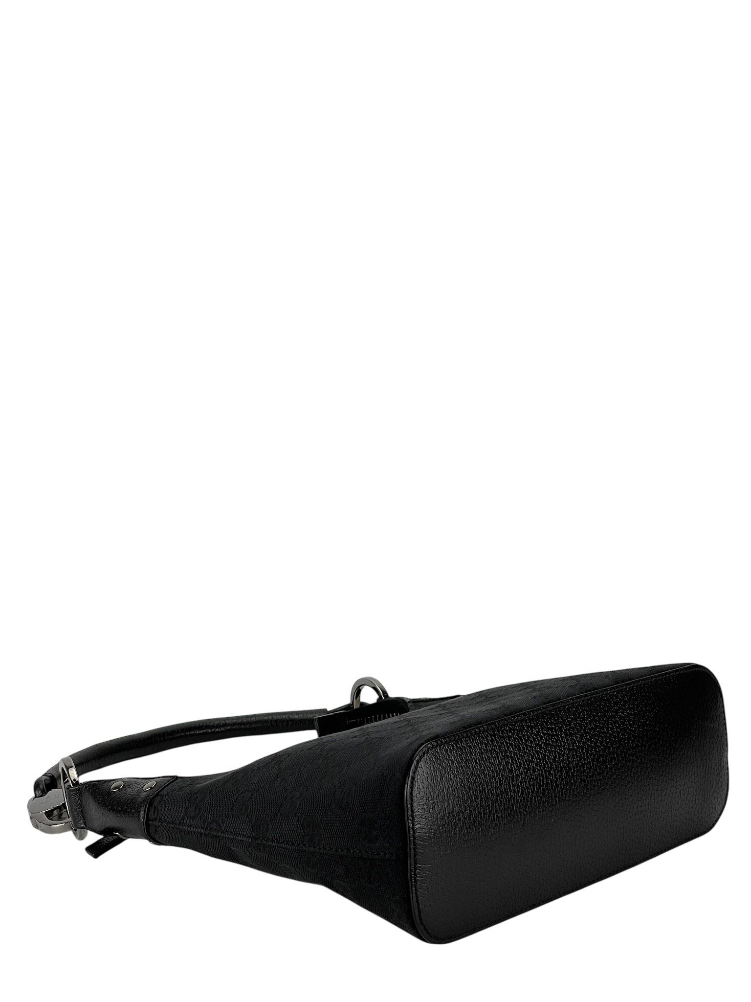 GUCCI - GG Black Canvas Shoulder Hobo Cloth Bag