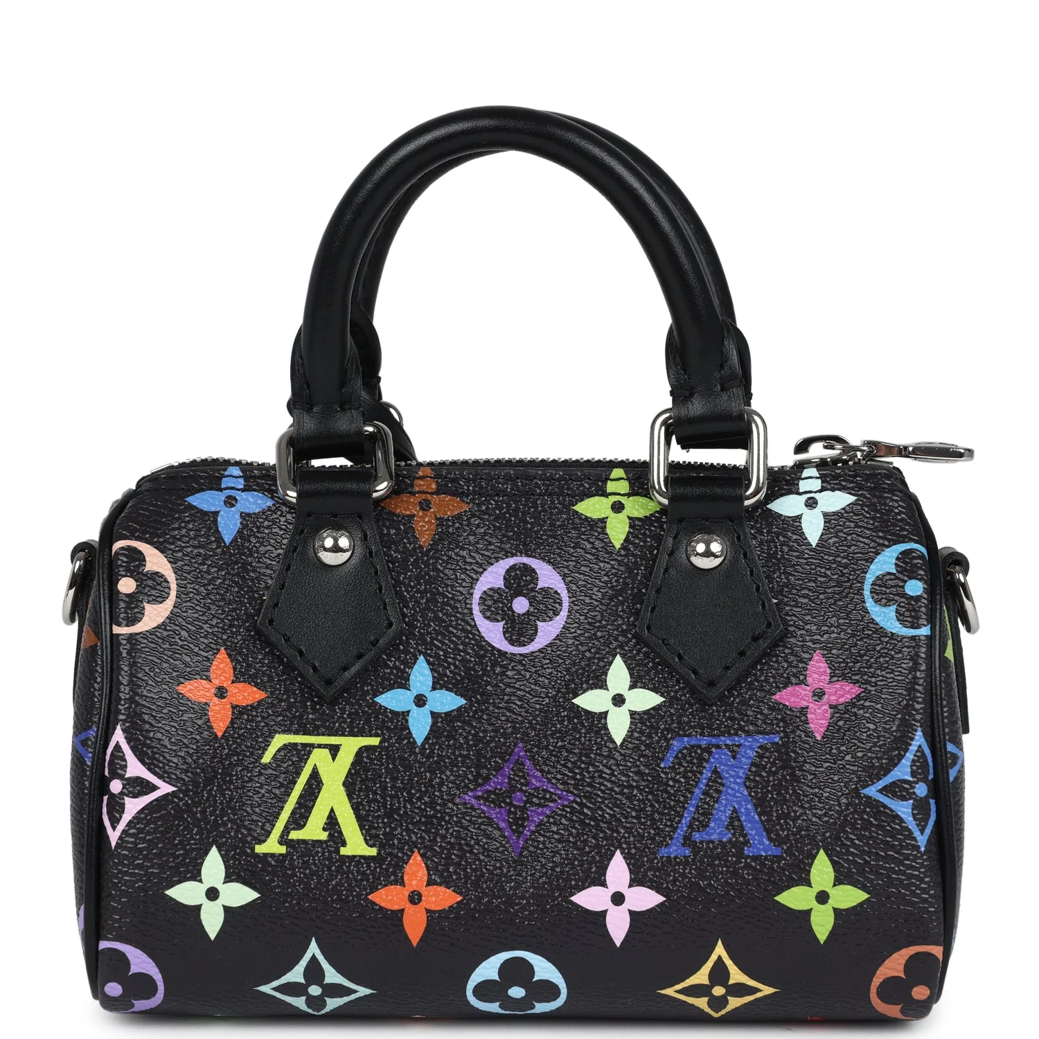 Louis Vuitton X Murakami Nano Speedy Bag Black Multicolor Monogram Gold Hardware
