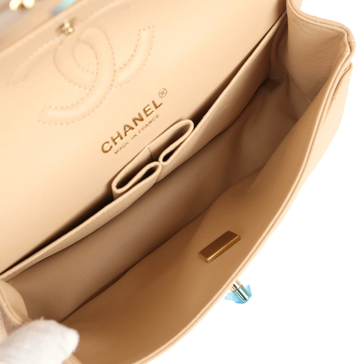 Chanel Small Classic Double Flap Bag Beige Caviar Gold Hardware