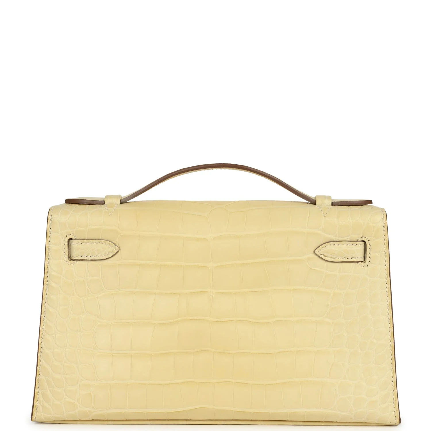 Hermes Kelly Pochette Vanille Matte Alligator Palladium Hardware