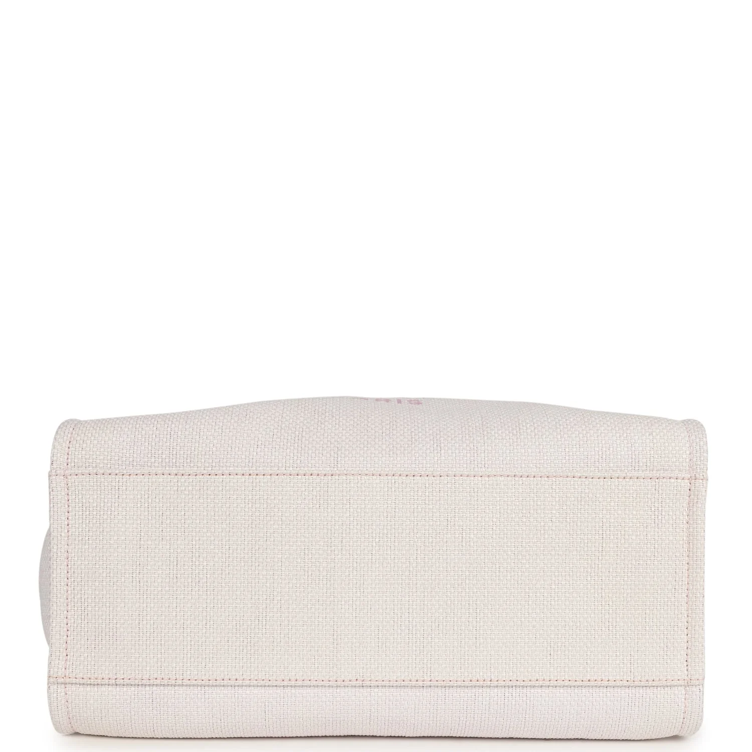 Pre-owned Chanel Medium Deauville Shopping Tote Light Pink Raffia and Canvas Silver Hardware