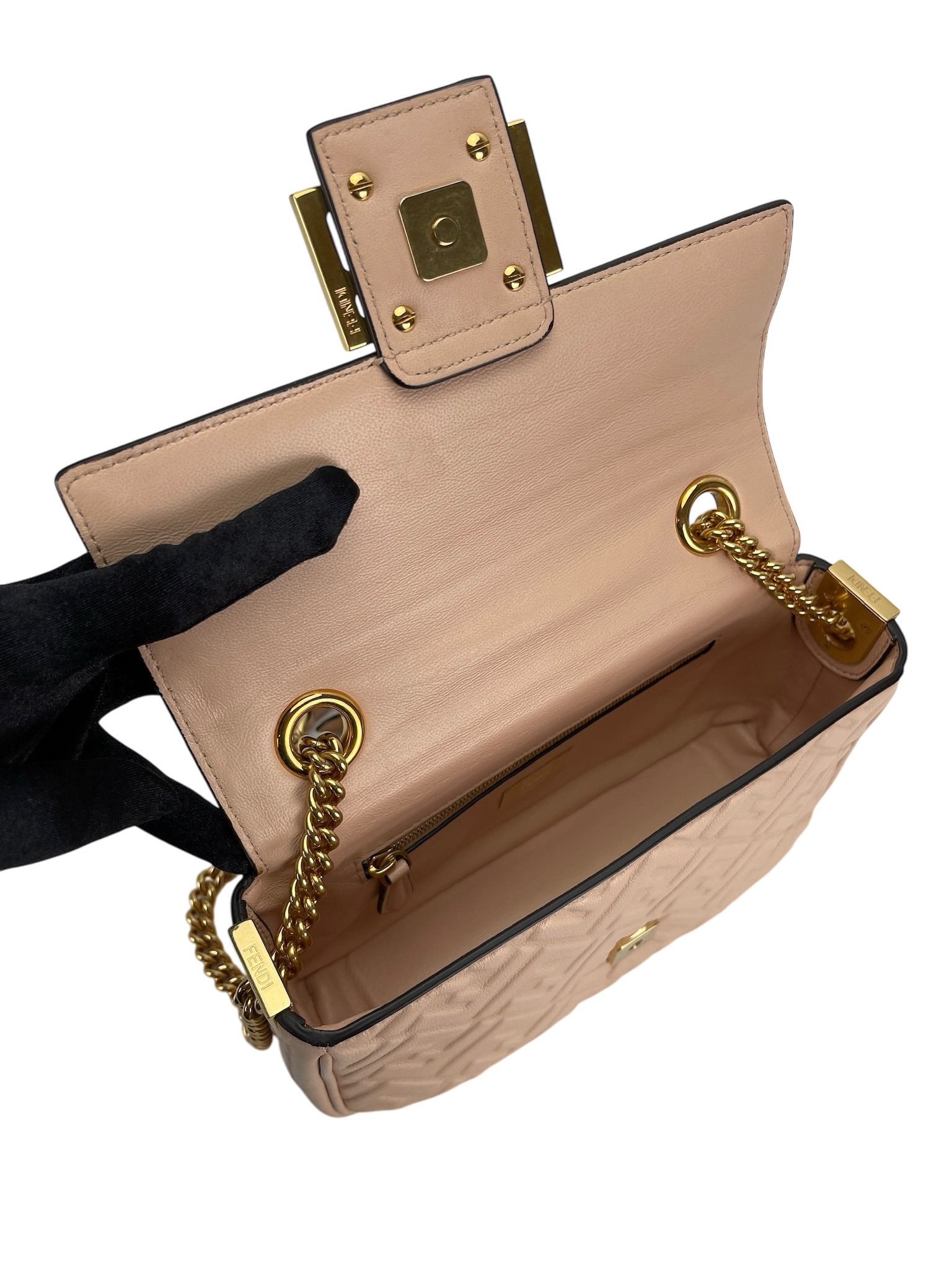 FENDI - Pink Lamskin Baguette Chain Midi Nappa Small Embossed