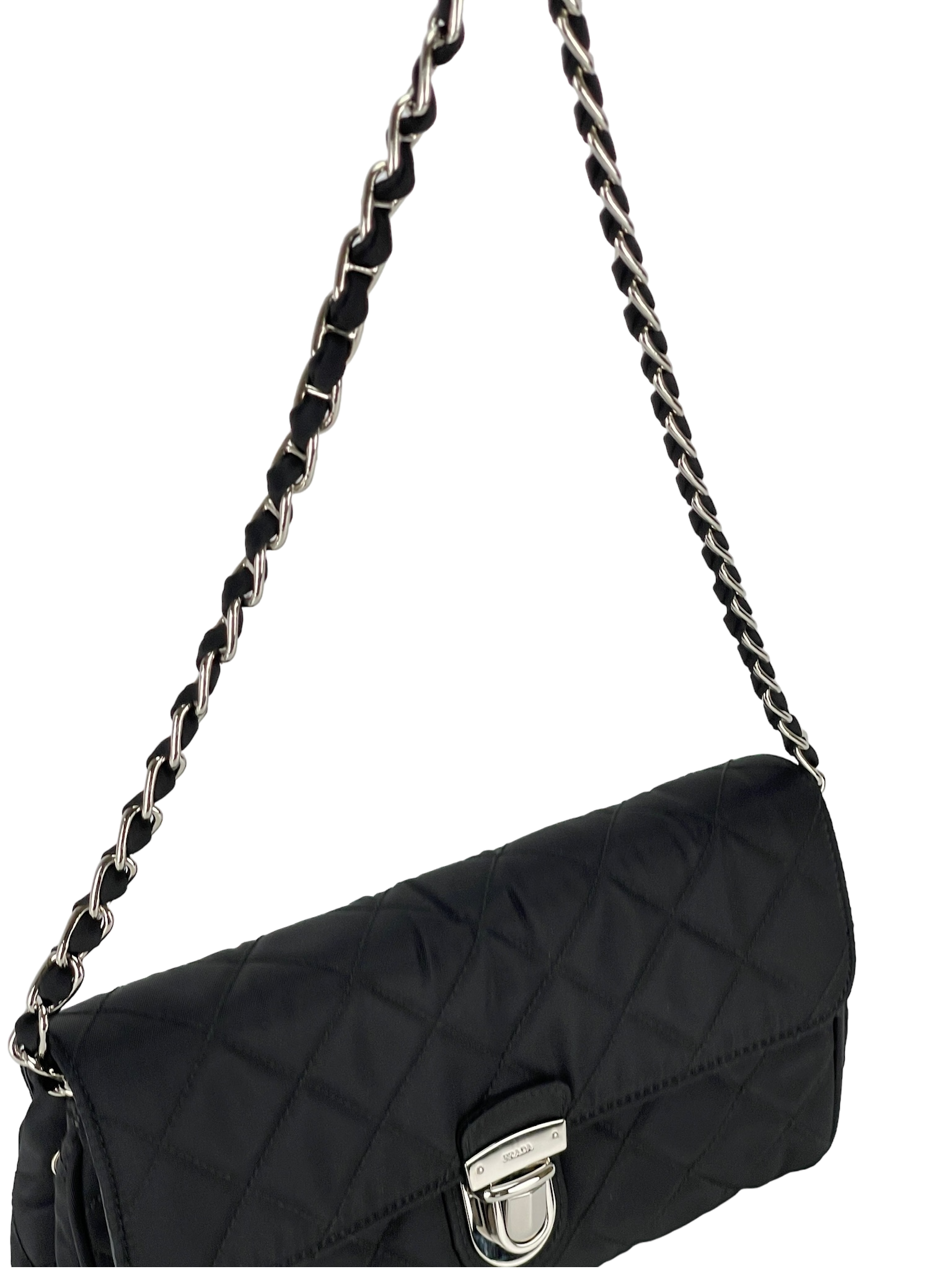 PRADA - Nylon Pushlock Flap Crossbody Bag