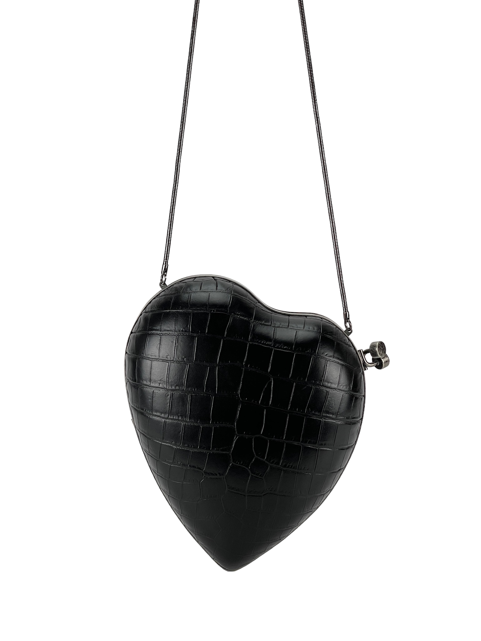 SAINT LAURENT - Crocodile Embossed Clutch Love Box Bag
