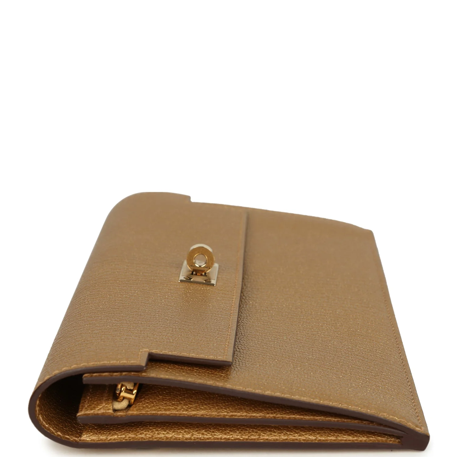 Hermes Kelly Pocket Long Wallet Dore Chamkilight Goatskin Permabrass Hardware
